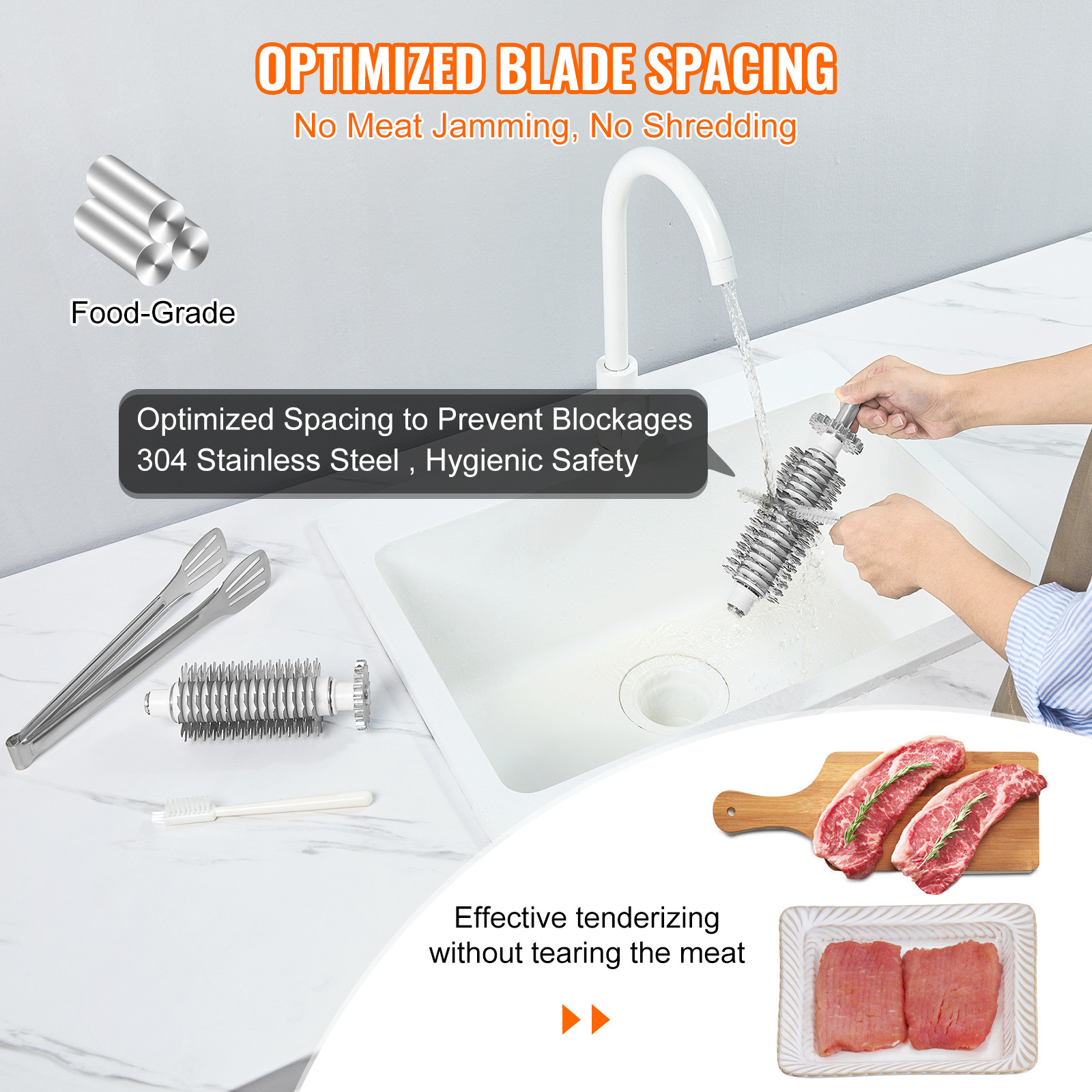 VEVOR 450W Commercial Electric Meat Beef Tenderizer Stainless Steel Kitchen Tool