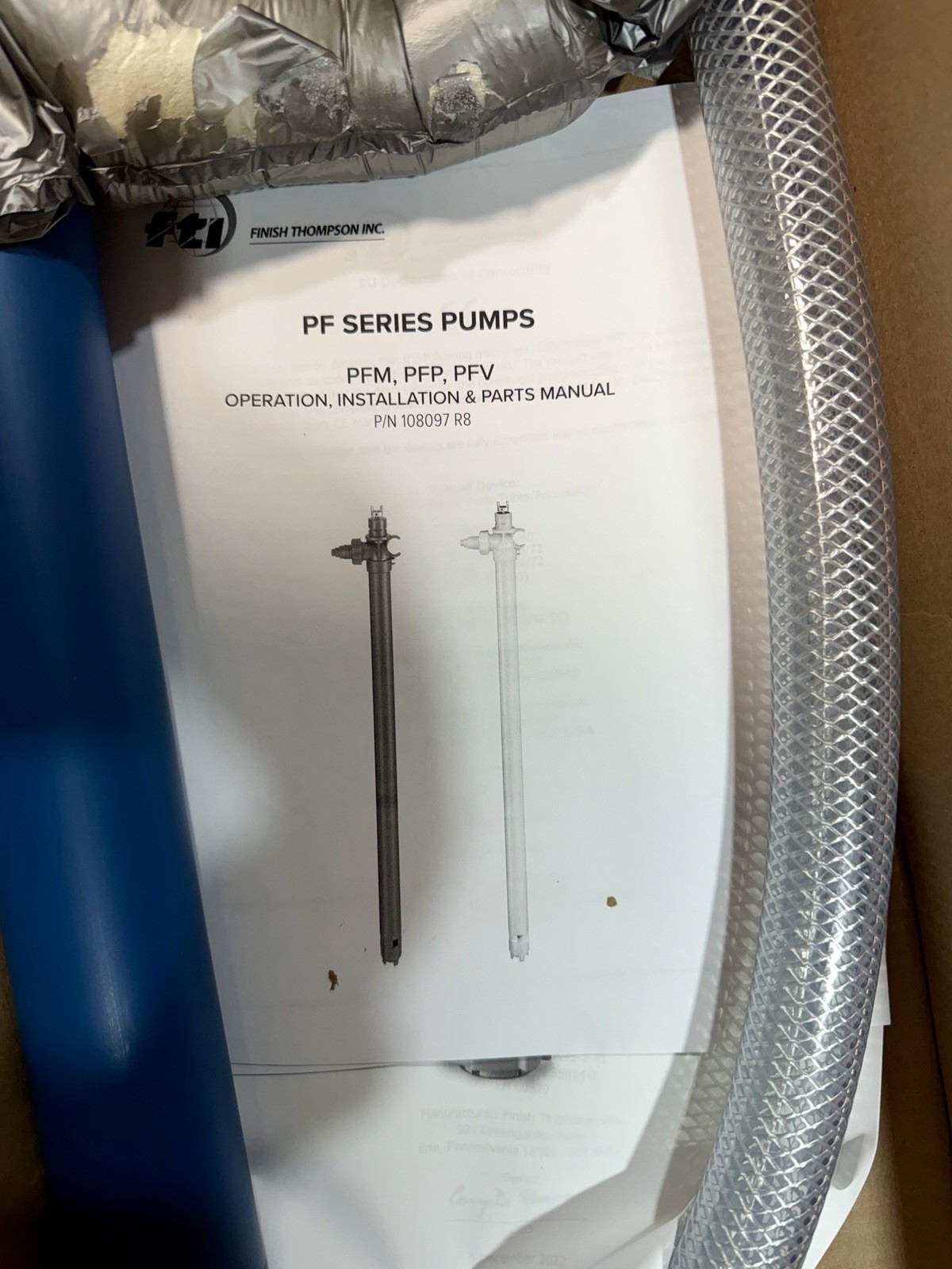 Finish Thompson PFP-40 & M3V Kit Electric Drum Pump w/ Hose 115V, 40 GPM DPFP035
