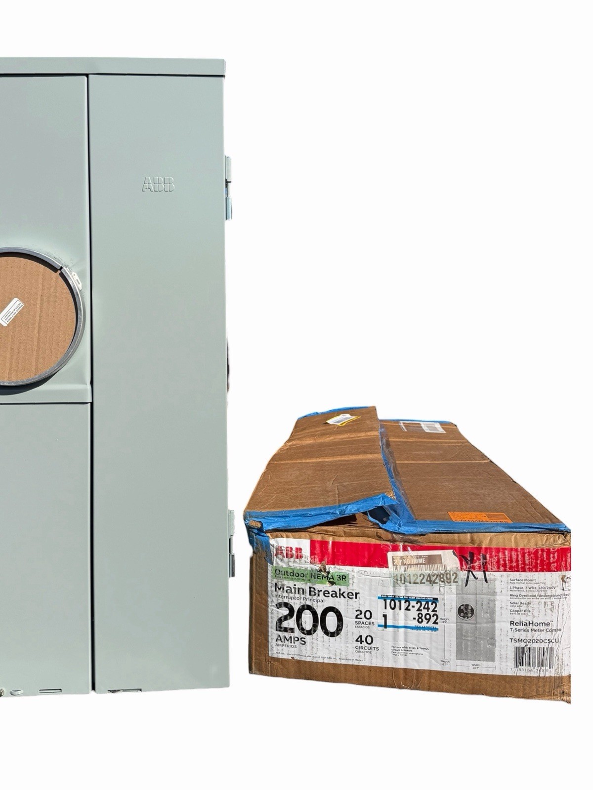 Outdoor 200 Amp 20-Space 40-Circuit Main Brkr Ring Surface Meter Socket Load Cen