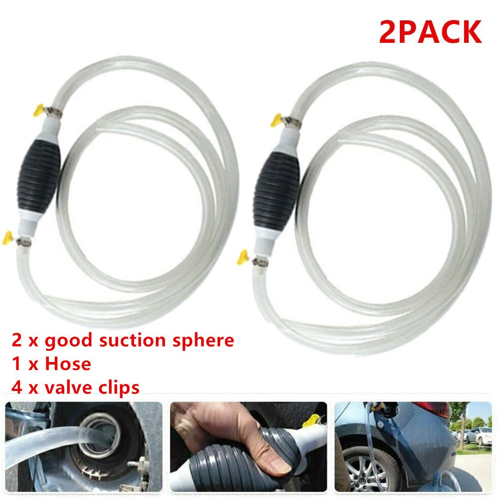 Double Suction Hand Pump Manual Fuel Transfer Gas Siphon Oil Water Extractor