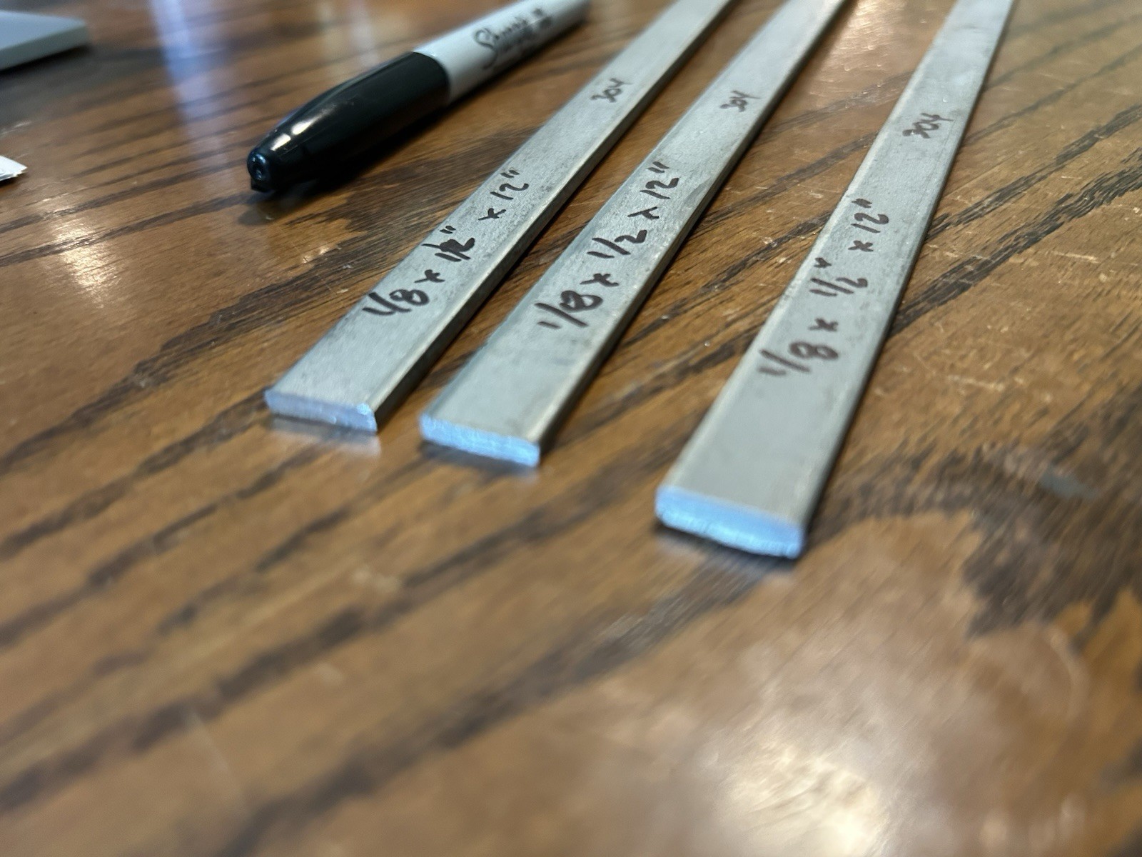 Lot of 3, 1/8″ x 1/2″ x 12″ , 304 Stainless Steel Flat Bar Stock