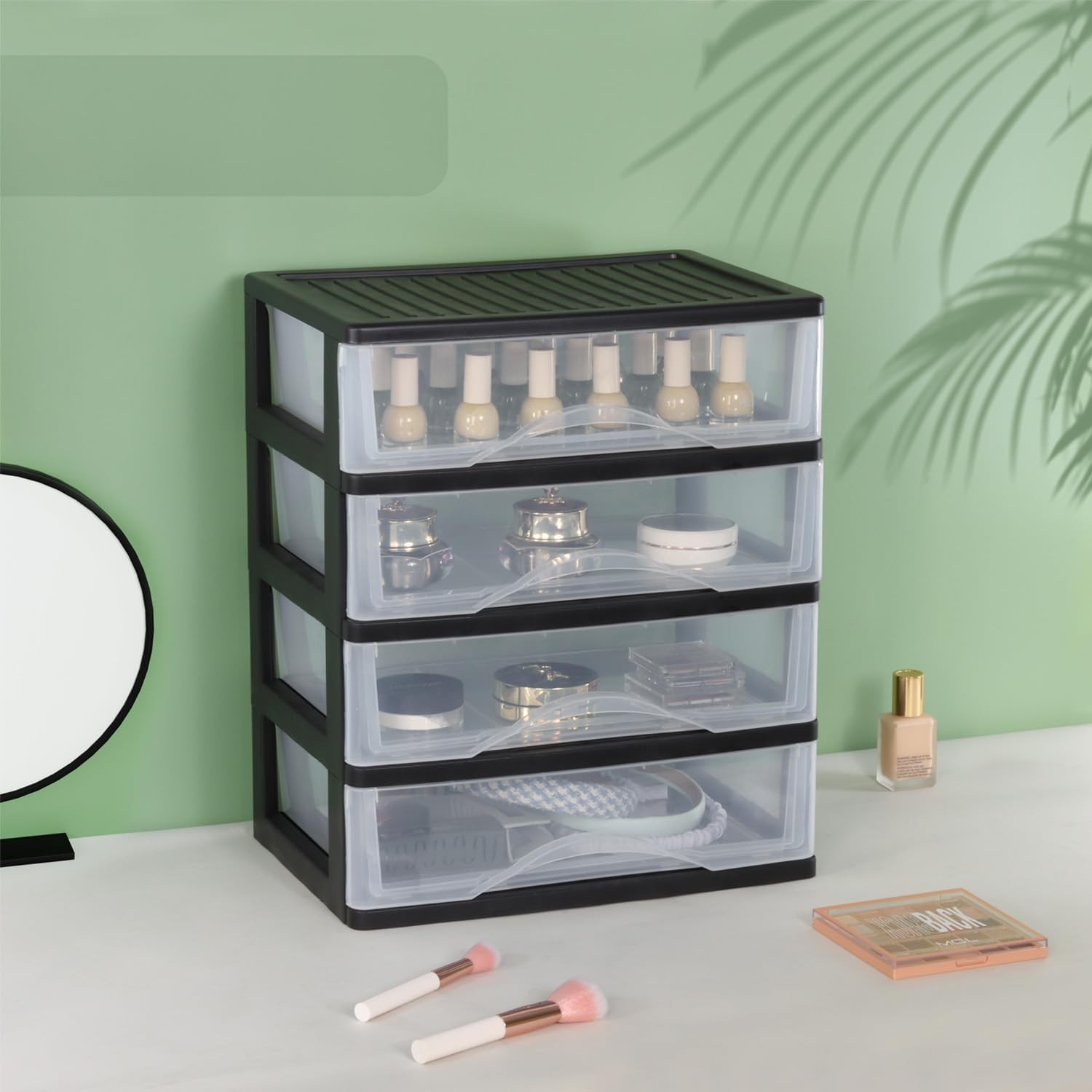 Medium 4 Drawer Clear Stacking Desktop Organizer for Office