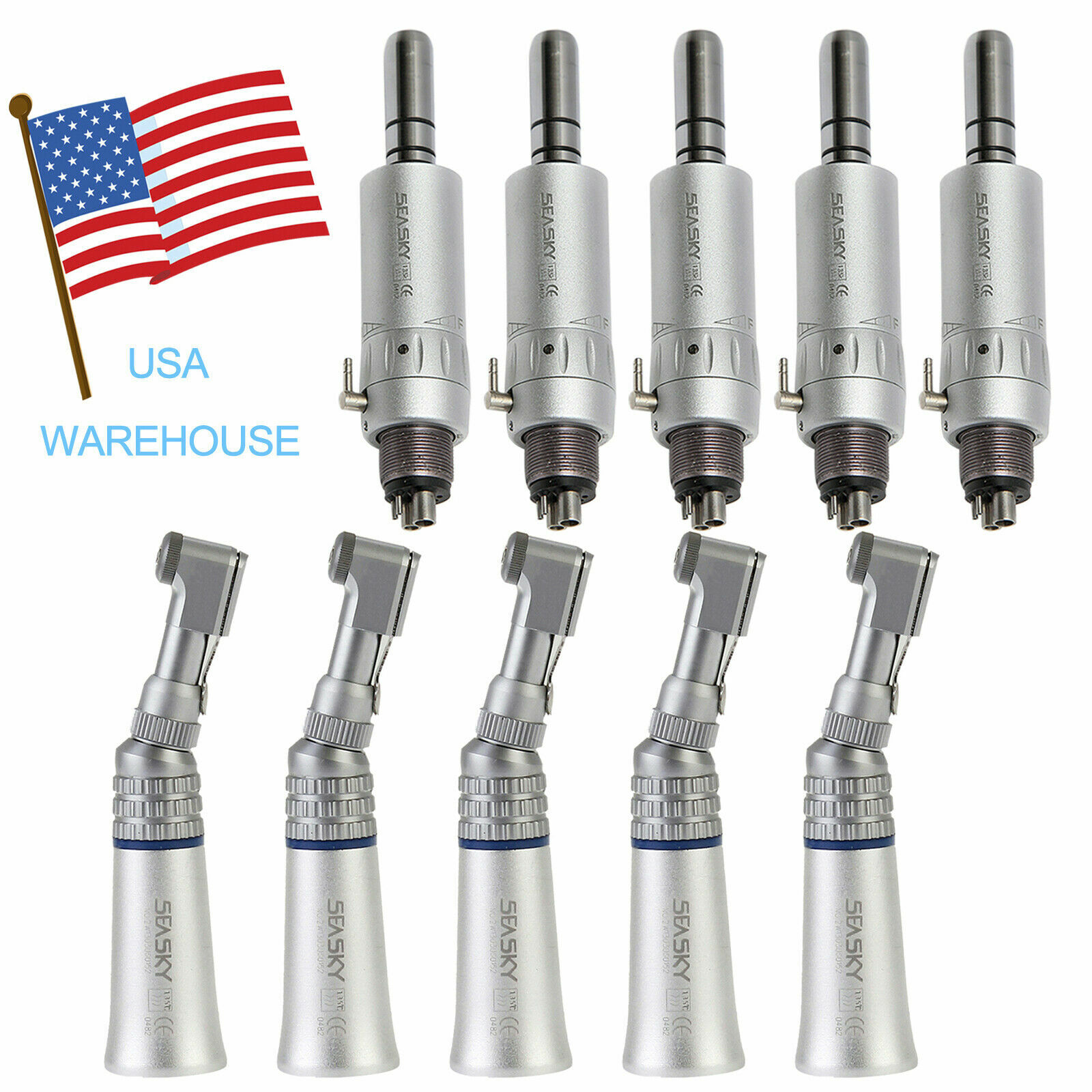 NSK Style Dental Slow Speed Latch Contra Angle / Air Motor E-type Attach 4 Holes