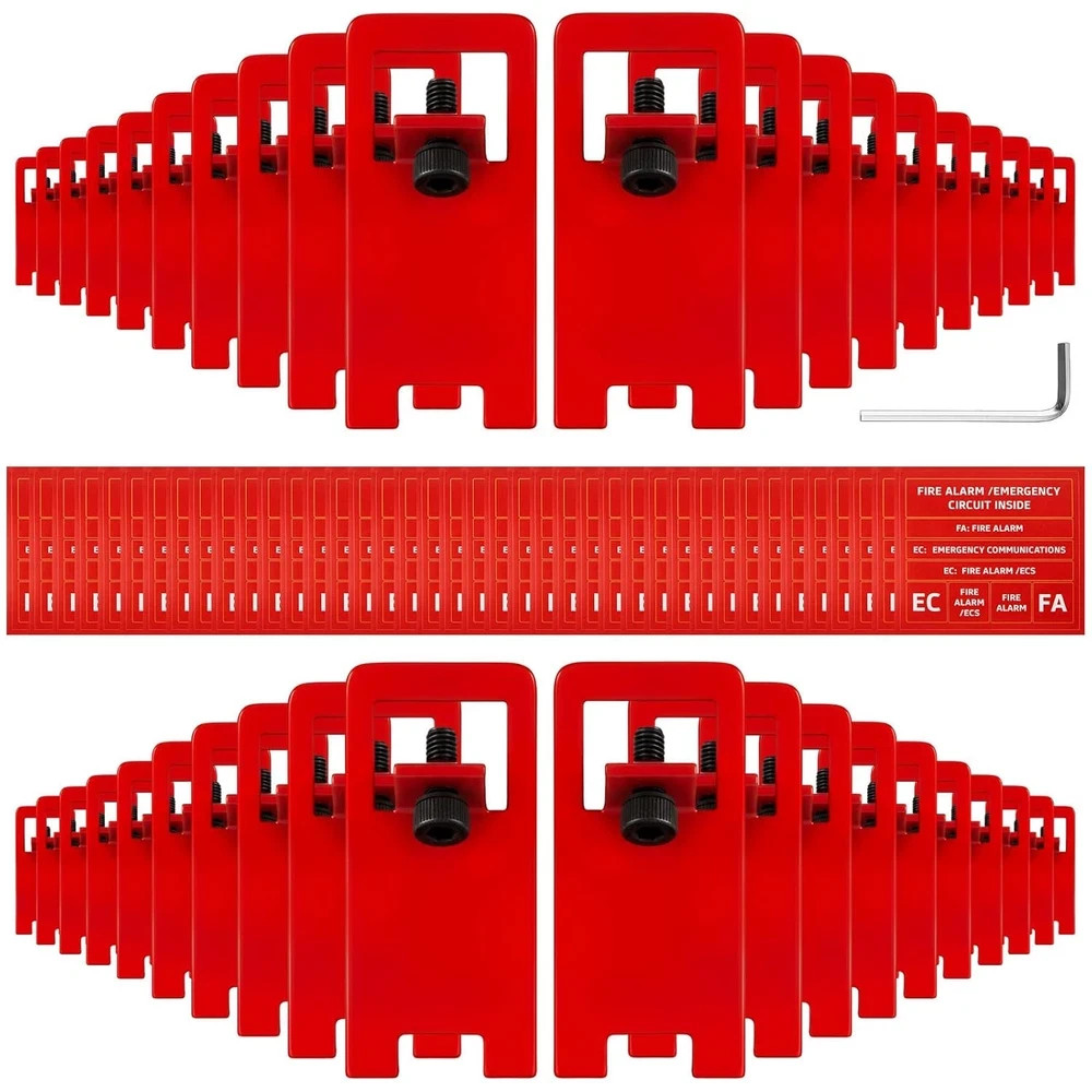 40 Sets Fire Alarm Locks Circuit Breaker Lockout Kit with Label Stickers FA Emer