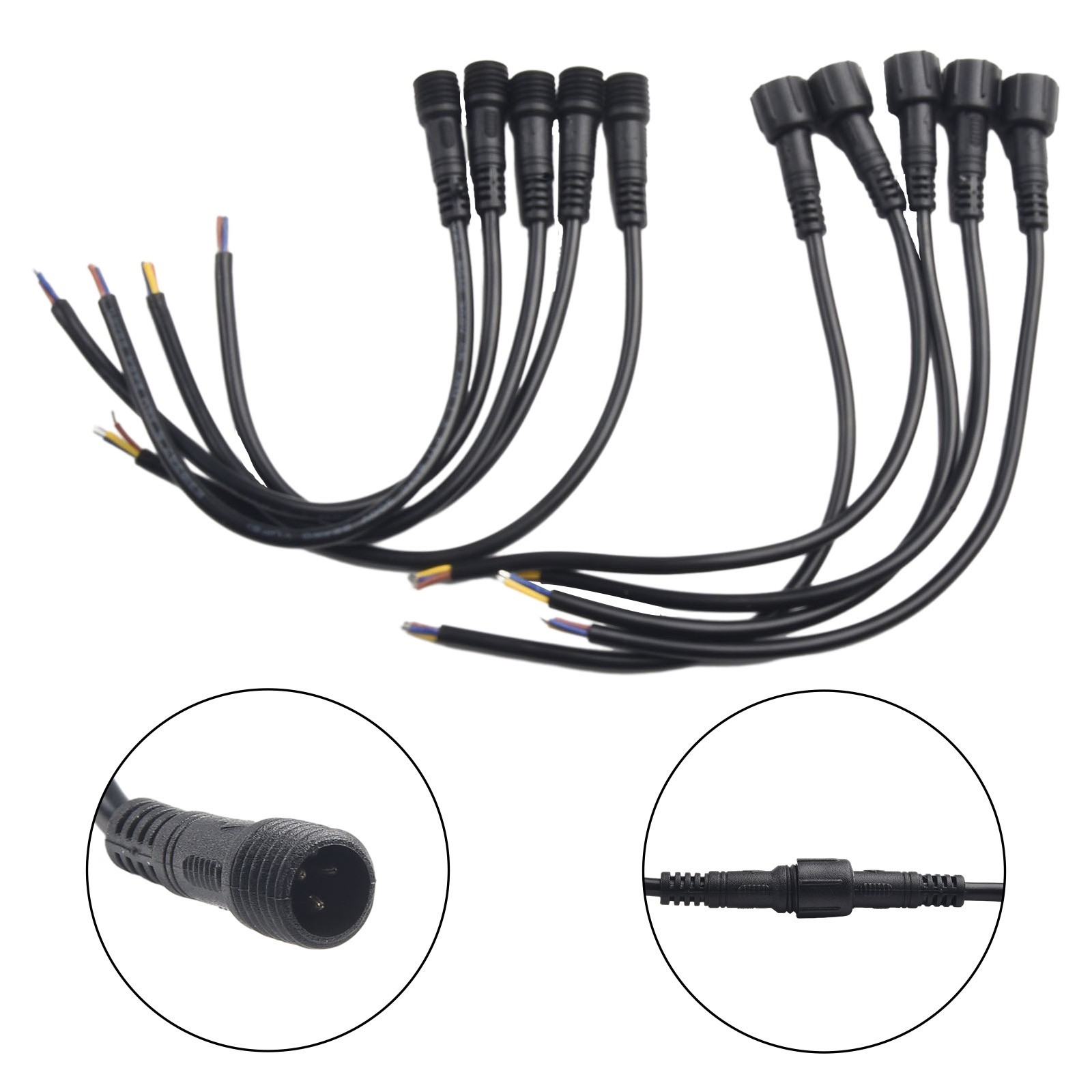 5Pairs-IP65 Waterproof 2/3-Pin 22AWG Wire LED-Male And Female Cable Connector