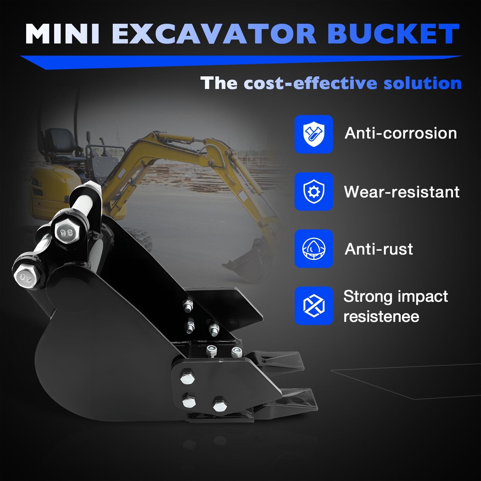 200mm Narrow Digging Bucket Excavator Attachment Fit Mini Excavator 0.8-3.0 Tons