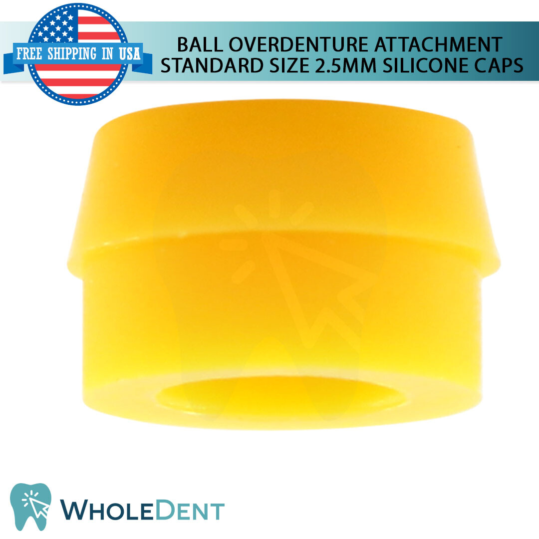 5x Dental Extra Soft Silicone Cap Ø2.5mm Ball Attachment 0.5kg Retention