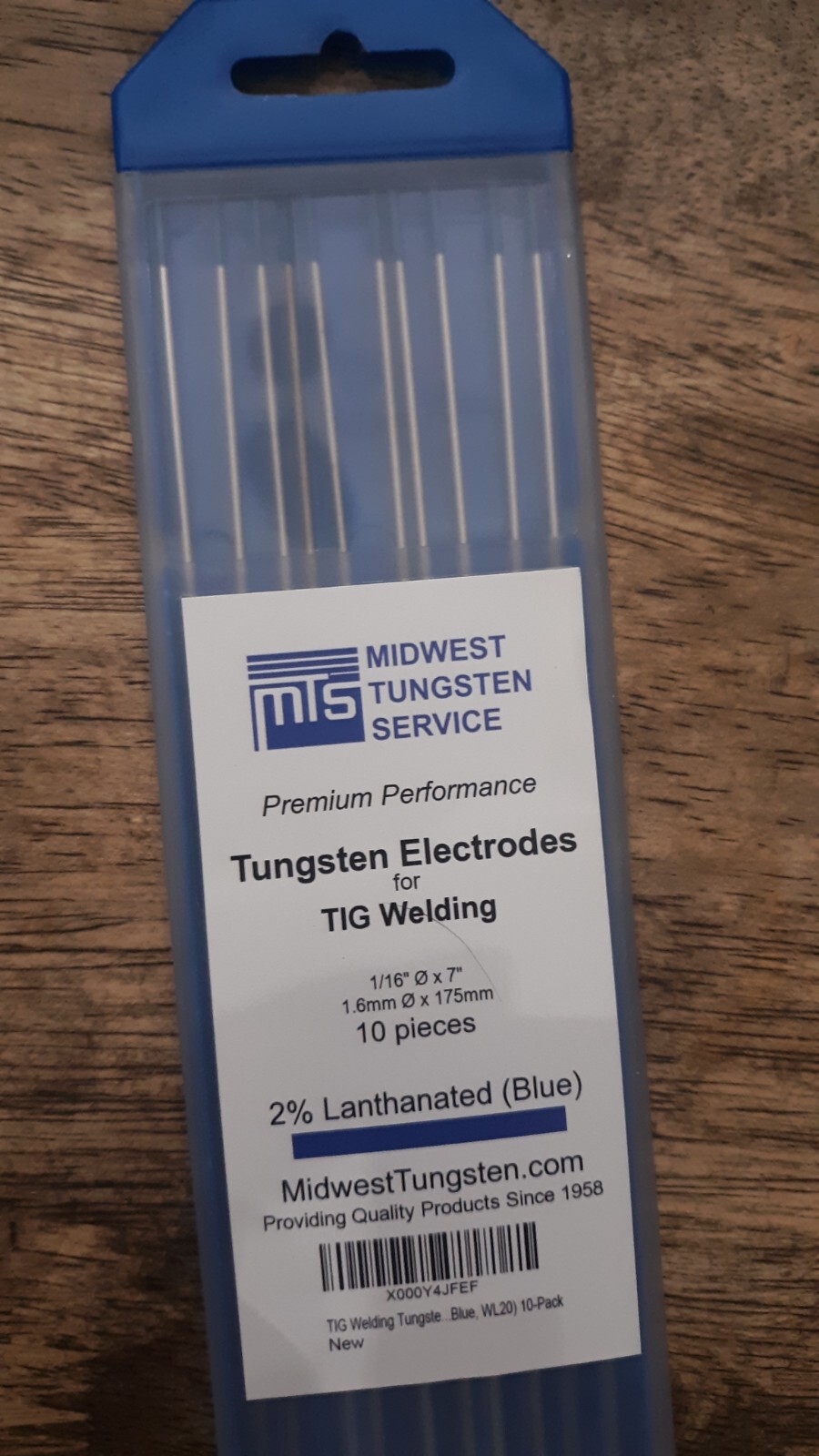 Midwest Tungsten TIG Welding Electrodes 2% Lanthanated Blue