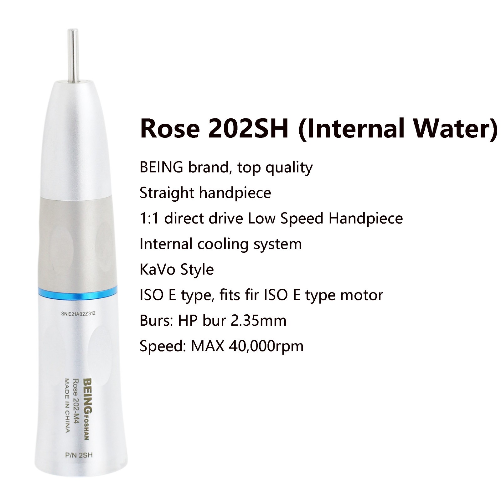 BEING Dental Slow Low Speed Handpiece Straight Nose Cone Fiber Optic KAVO 201SH