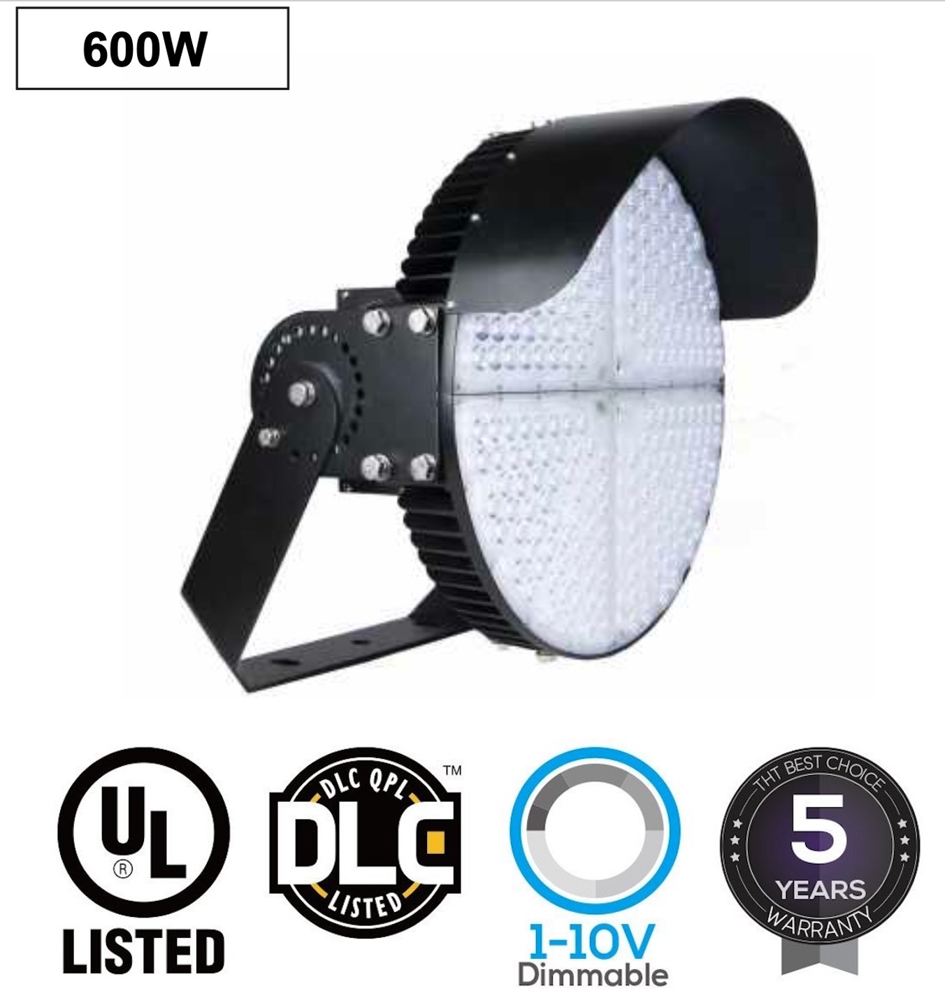 600W LED Stadium Light 80,000 Lumens 100-277V 30º/60º Arena Light UL Listed