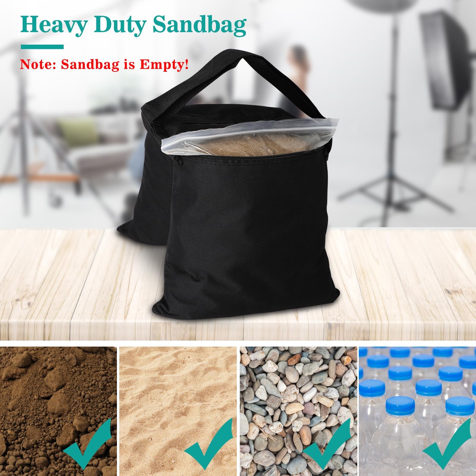 Aimosen 4 Packs Sandbags Weight Bags for Light Stand Photography Video Equipm…