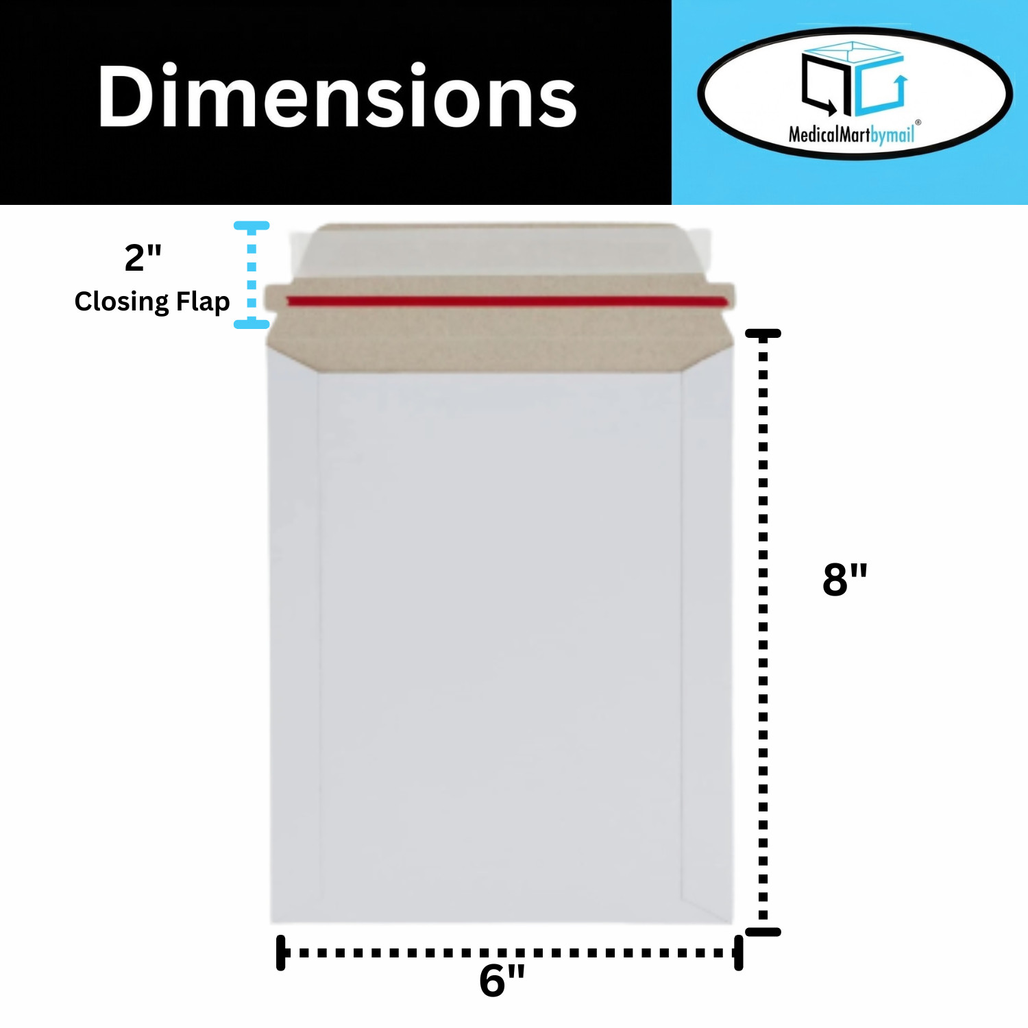 100 – 6×8″ Rigid Flat Photo Mailers – Self-Seal – White