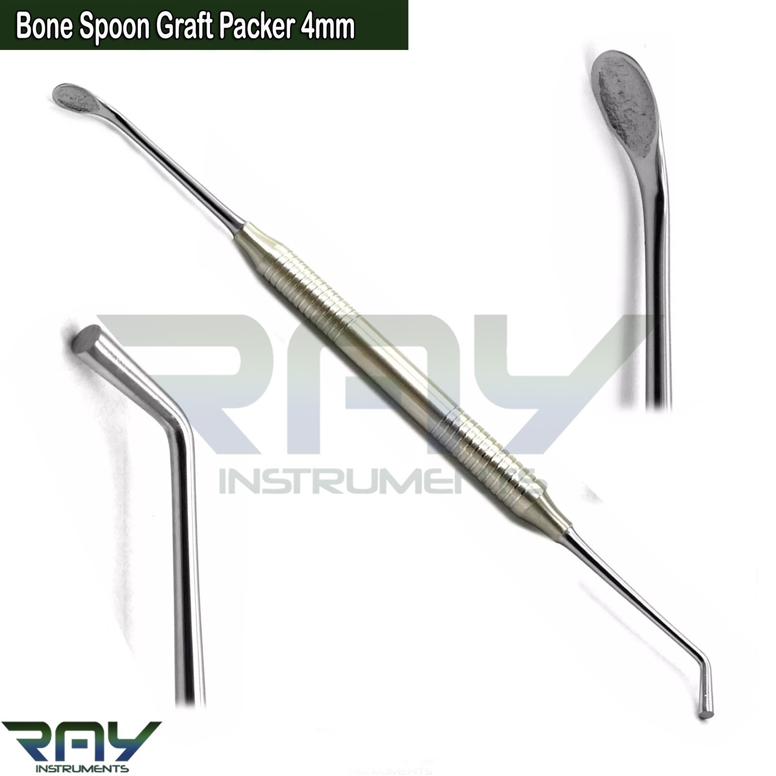 2 Pcs Dental Implant Bone Grafting Tools Bone Compactor Spoon Graft Packer 4mm