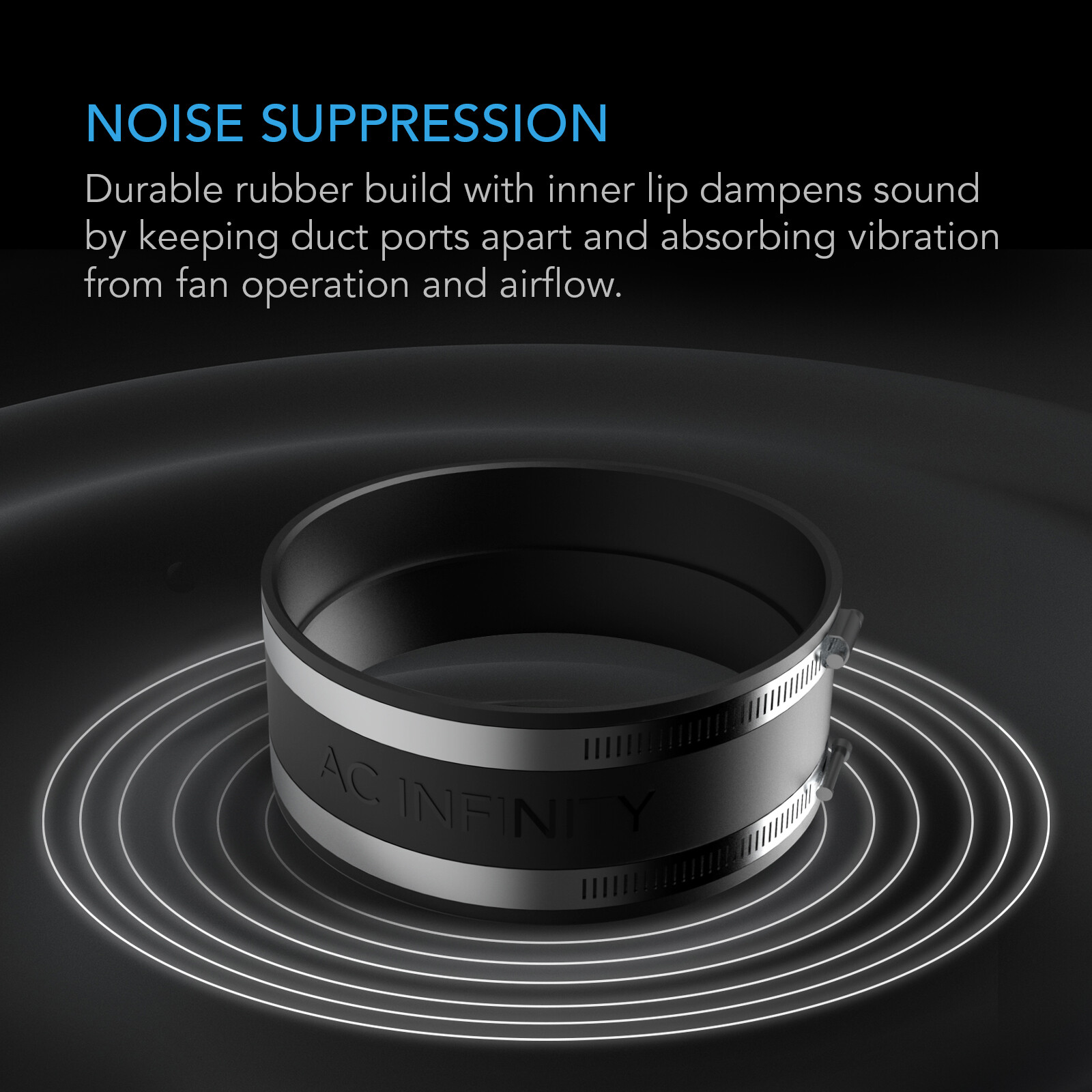 Noise Reduction Clamp, 8-Inch Rubber Duct Coupler with Stainless Steel Clamps
