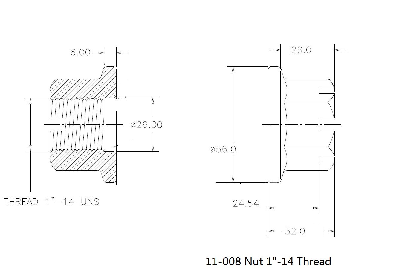 OEM 120050 1”-14 Thread Castle Nut for Rotary Cutter Gearbox (11-008)