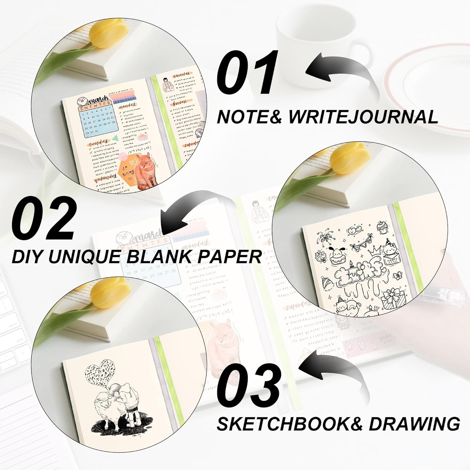 Thick Blank Journal Notebook 400 Pages 3.9 × 5.5 No Lines Soft Leather Pocket