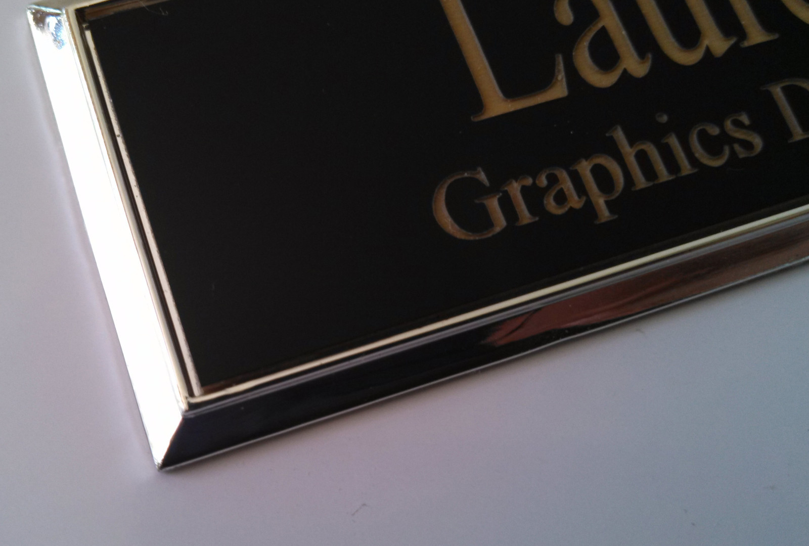 Employee Name Tags Black on Silver Frame w/ magnetic (magnet) attachment 1×3