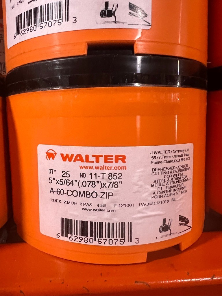 Walter 11T852 5 x 0.07 x 0.87 in. Combo Zip Cut Off Wheel – Arbor Type 27 QTY 25