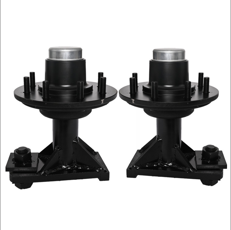 Pair 8 x 6.5 Lug 8000LB Superior Shipping Container Wheels, Bolt-on Spindle Kit