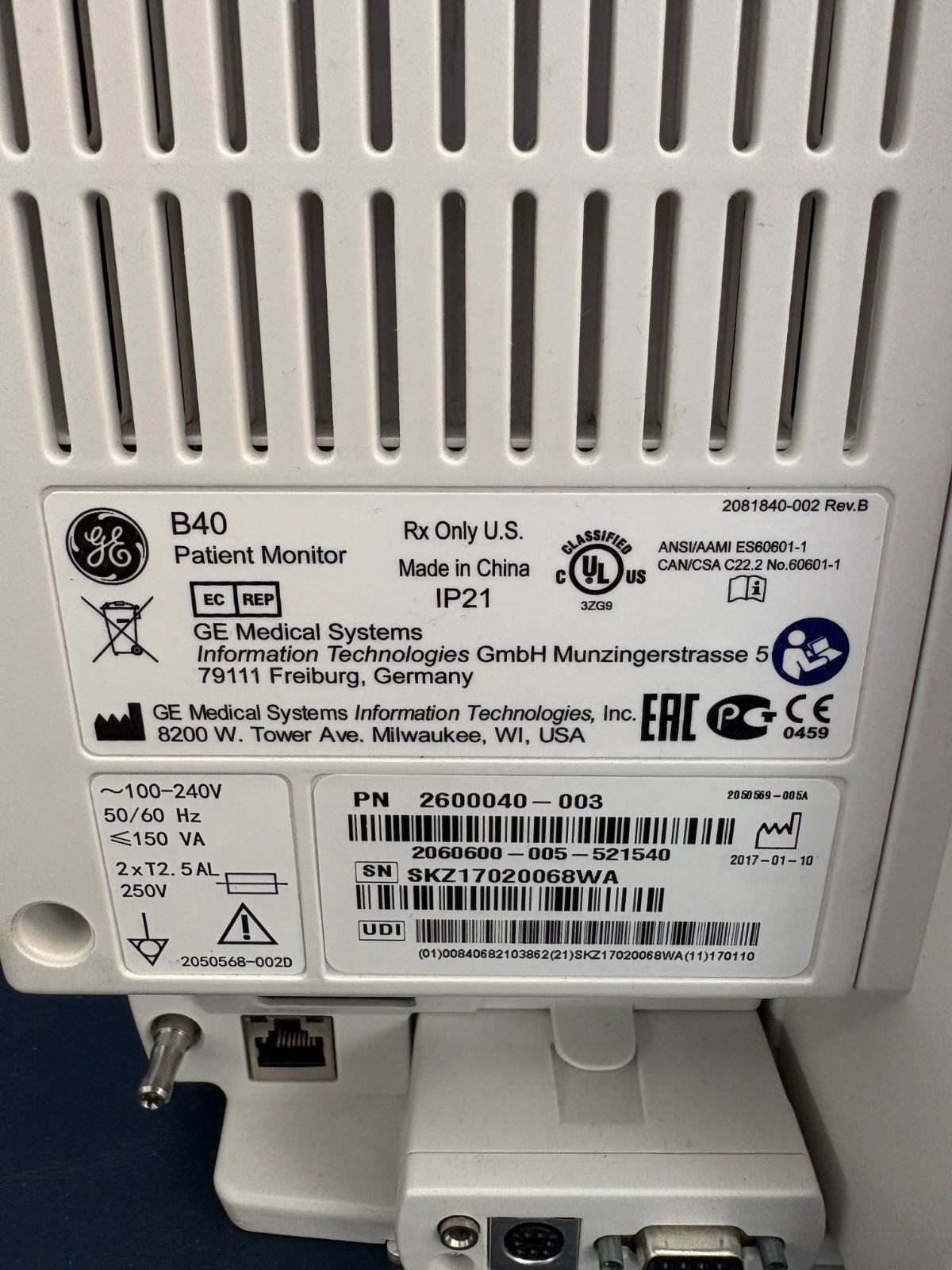 GE B40 Patient Monitor w/ SpO2 Module