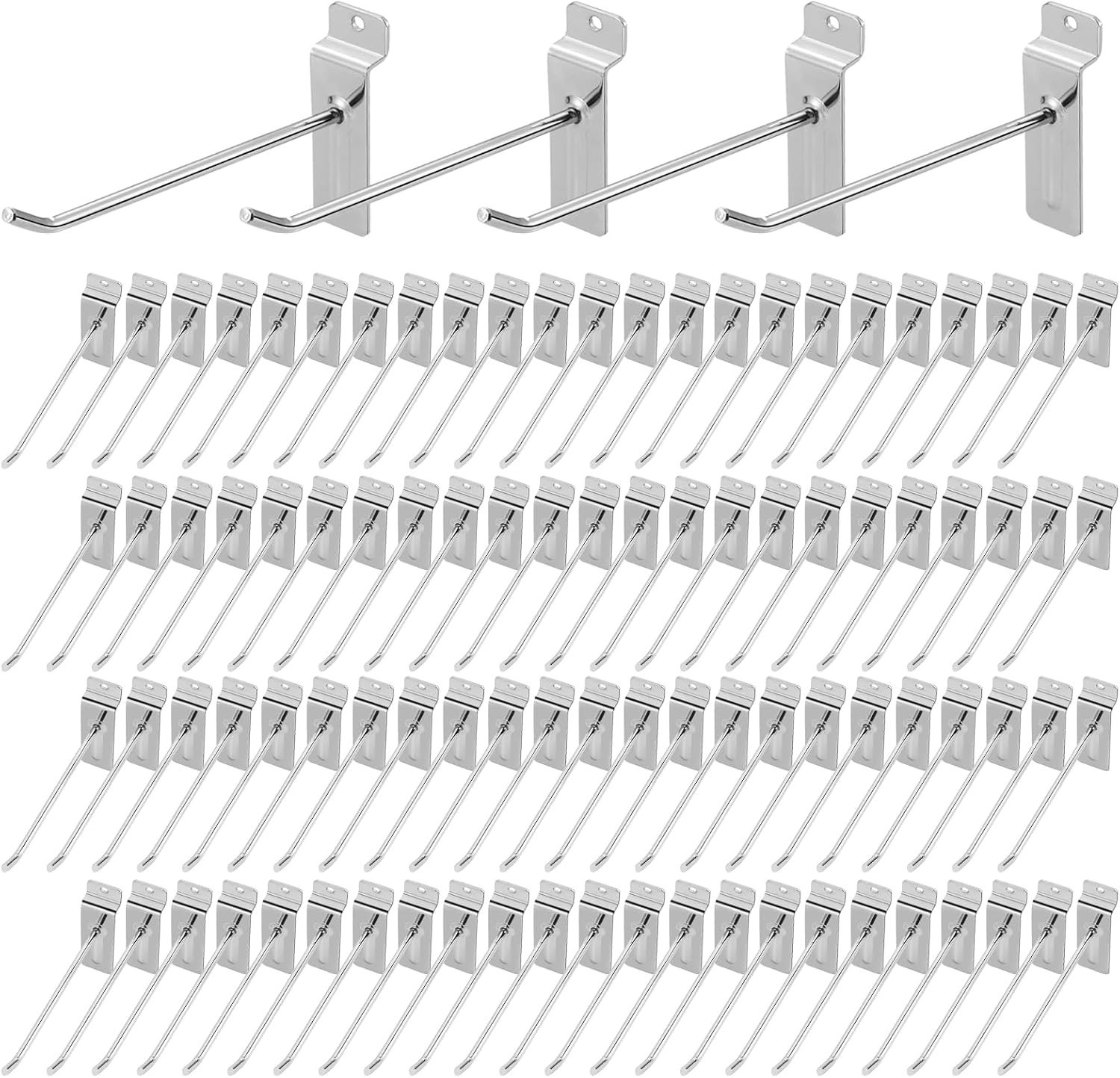 Polmart 10 Inch Heavy Duty Slatwall Panel Hooks Silver 96 Pack