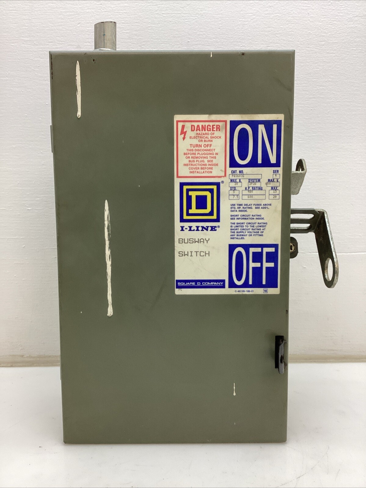 Square D I-Line Busway Switch Series 4 PQ3603G 30 Amp 600volts 3P3W Tag#1