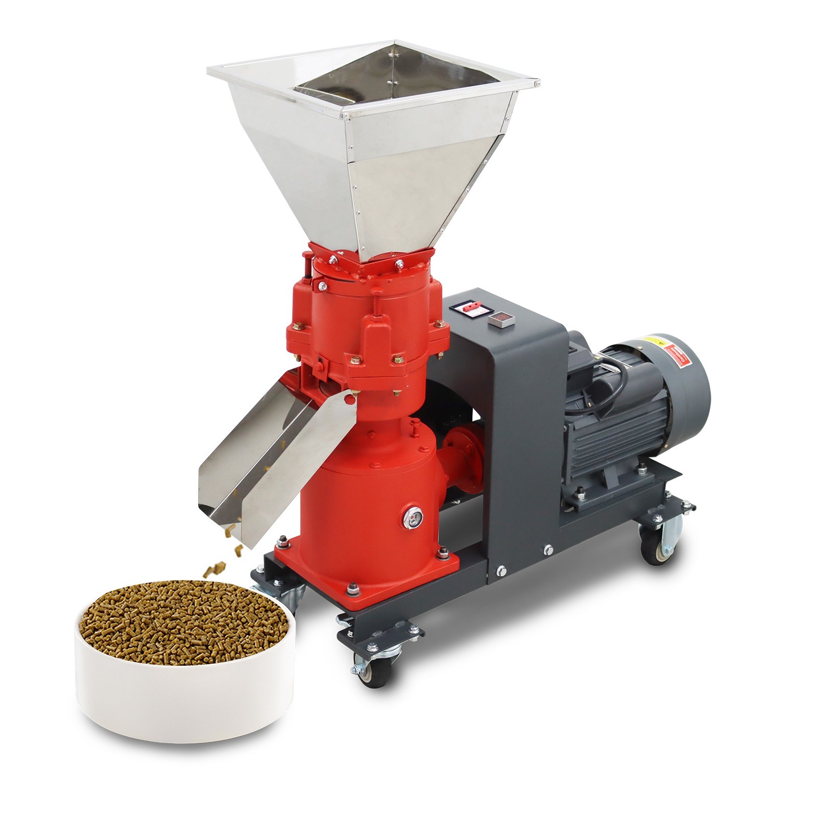 150kg/h Output 2.5mm Plate Animal Feed Pellet Mill Machine 220V 3-roller Head