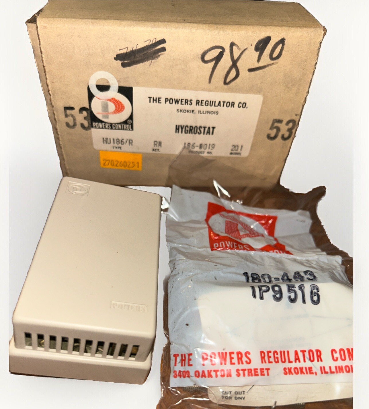 LANDIS & GYR POWERS CONTROL 186-0019 HU186/R ROOM HYGROSTAT. Q5