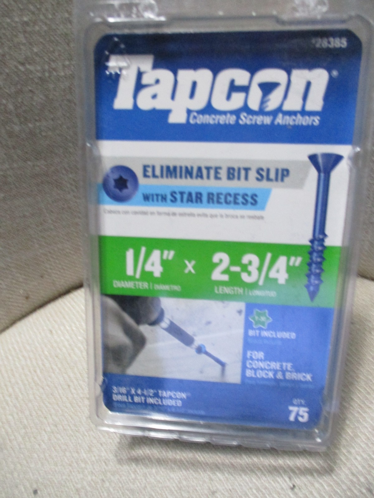Tapcon 1/4″ x 2-3/4″ Concrete Screws 75 Count Drill Bit & T-30 Bit Included New