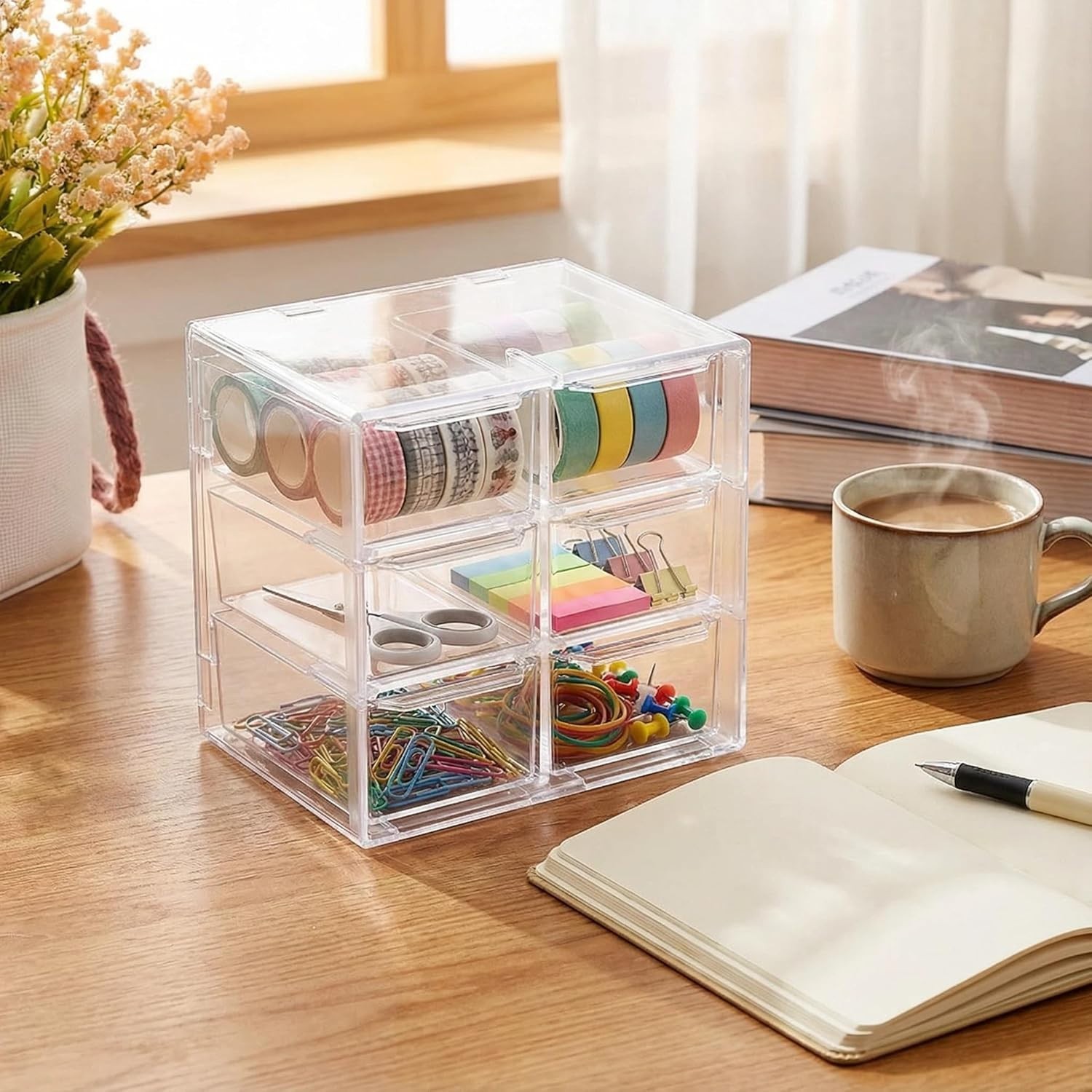 Acrylic Drawer Organizer, Clear Desk Organizer with Drawer, Plastic Stackable…