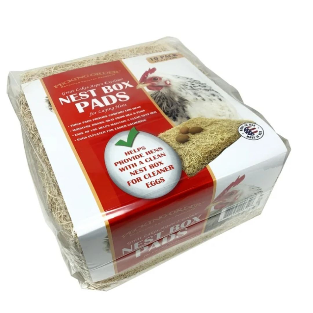Pecking Order Chicken Nest Box Pads 10 Pack, Made with Great Lakes Aspen Excelsi