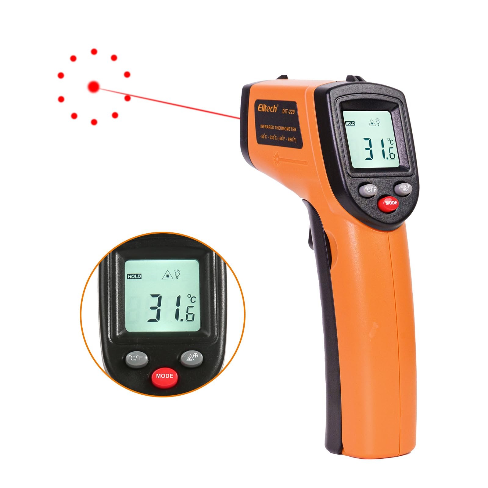 Infrared Thermometer Laser Temperature Gun Non Contact Digital 530C 986F HVAC