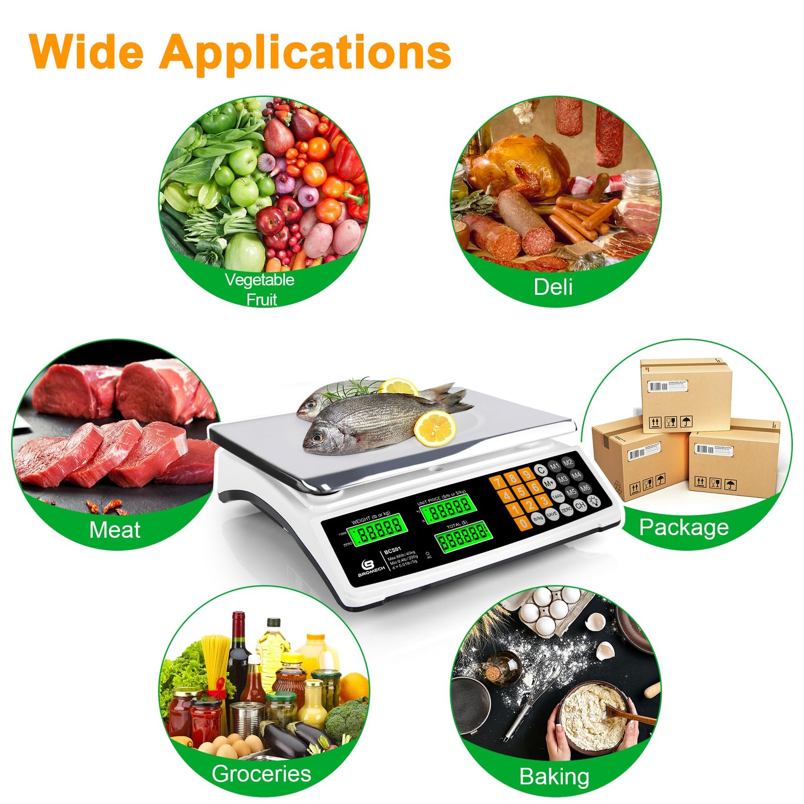 BROMECH 88lb/40kg Price Computing Food Scale with LCD Backlight, Not for Trade