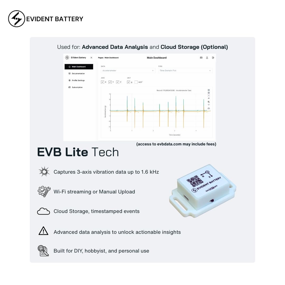 EVB Lite Wi-Fi Vibration Sensor up to 1.6 kHz | 3-Axis Accelerometer | Wi-Fi…