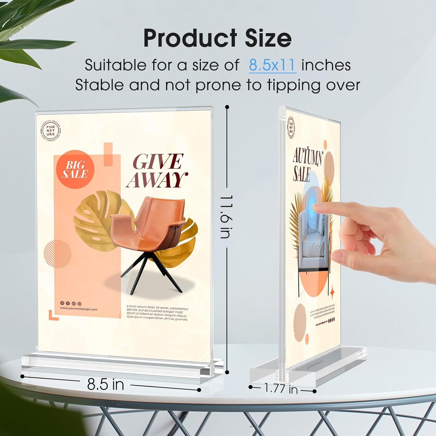 Acrylic Sign Holder 8.5 X 11 Inches 1 Pack, Double Sided Plastic Display Stands