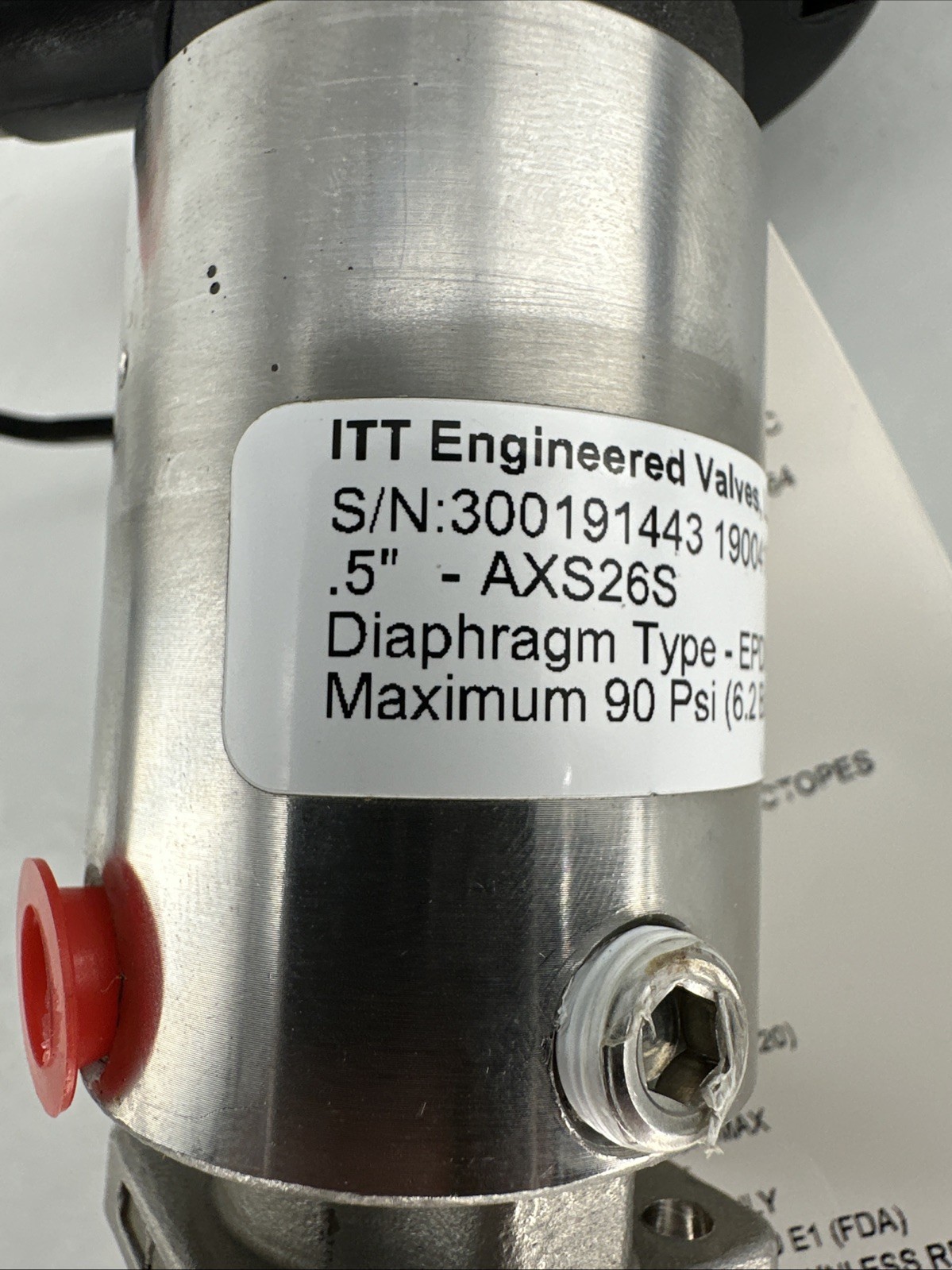 ITT Engineered Valves AXS26S .5” Diaphragm Valve EPDM 90 PSI, NOS Medical Lab