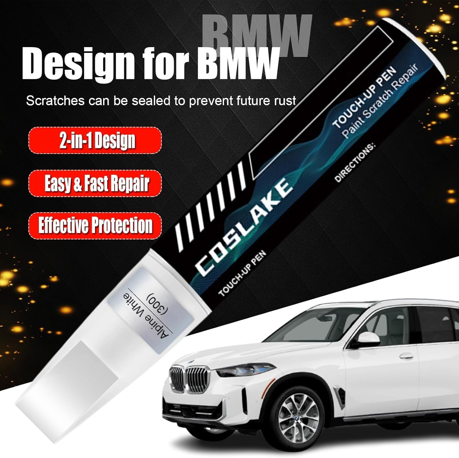 Car Touch Up Paint(Black Sapphire Metallic(475)) for BMW, Car Paint Scratch Repa
