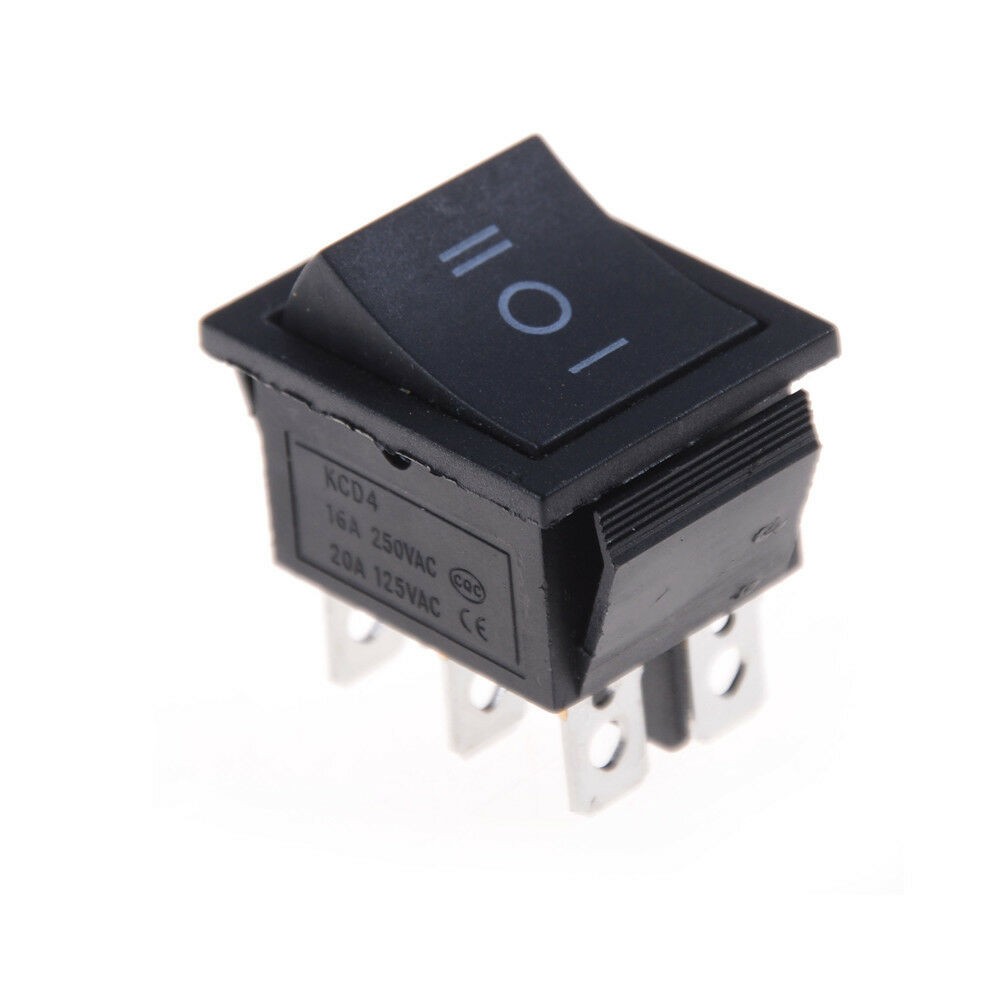 On/Off/On 6-Pin DPDT Rocker Switch 3-Position Rating 15A 250V/20A 125V AC DC