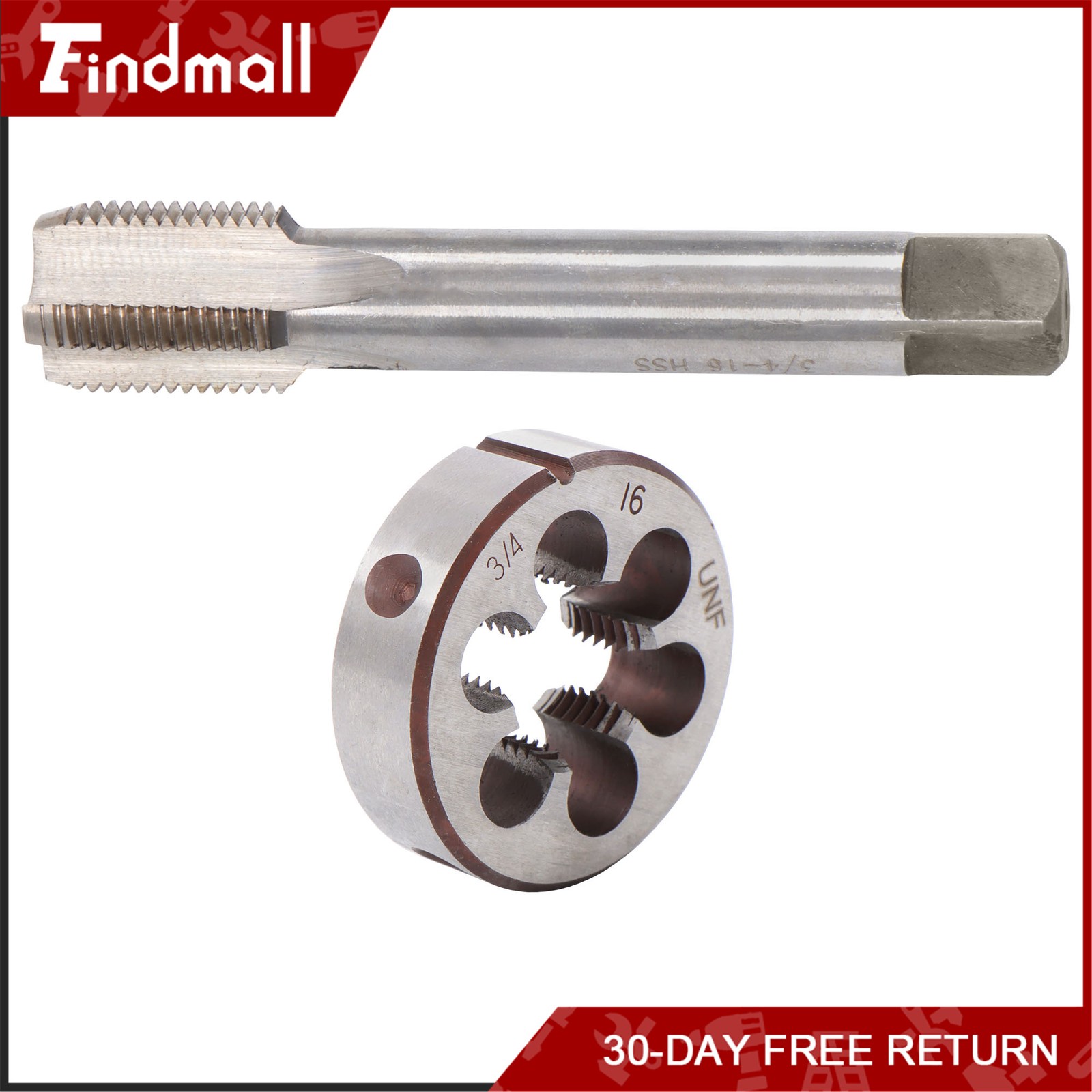 Findmall 3/4″-16 UNF Tap and Die Set Right Hand HSS Threading Gunsmithing 3/4×16