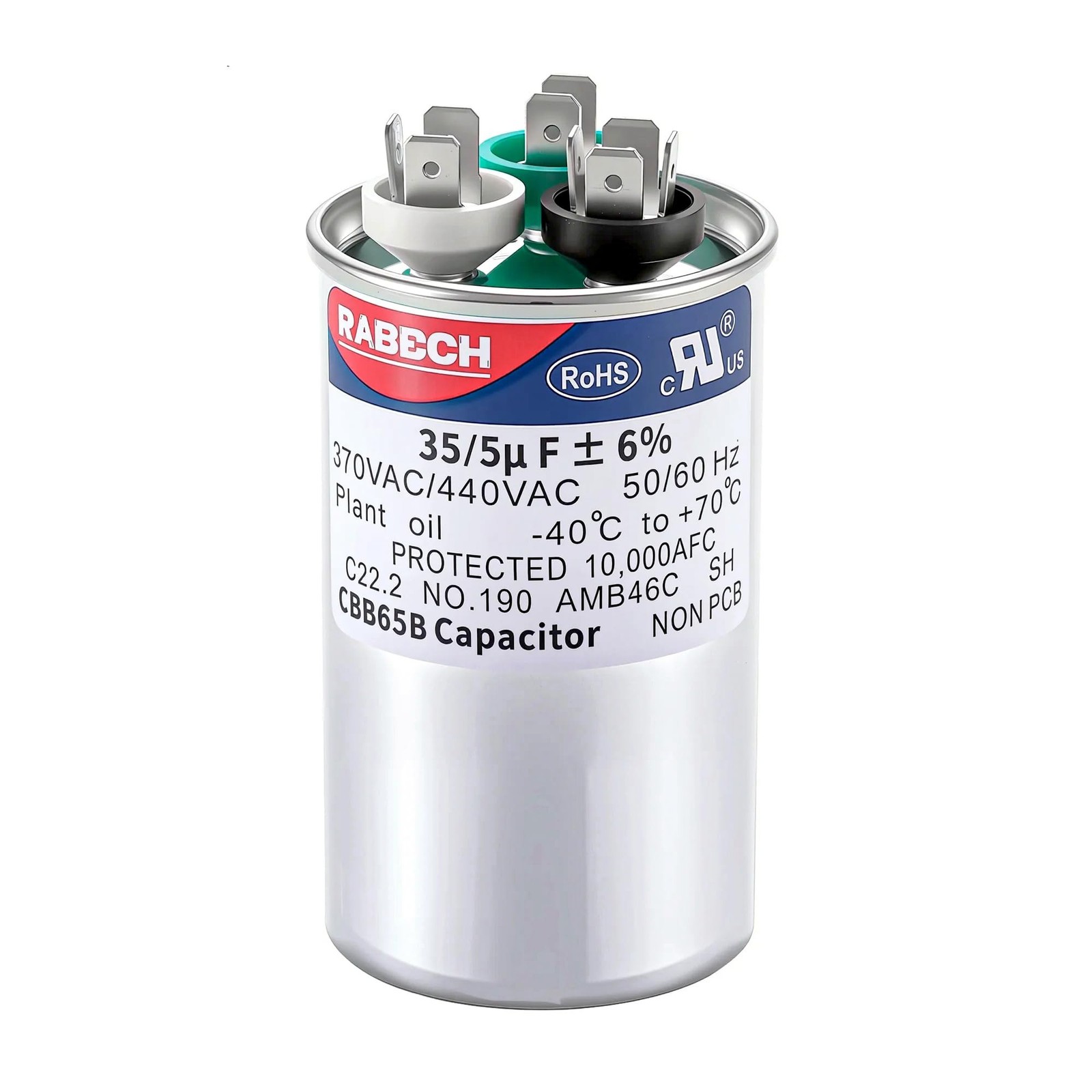 35/5uF 35/5MFD AC Capacitor CBB65B 35 5 uF MFD 35+5uF 370V/440V Round Dual Ru…