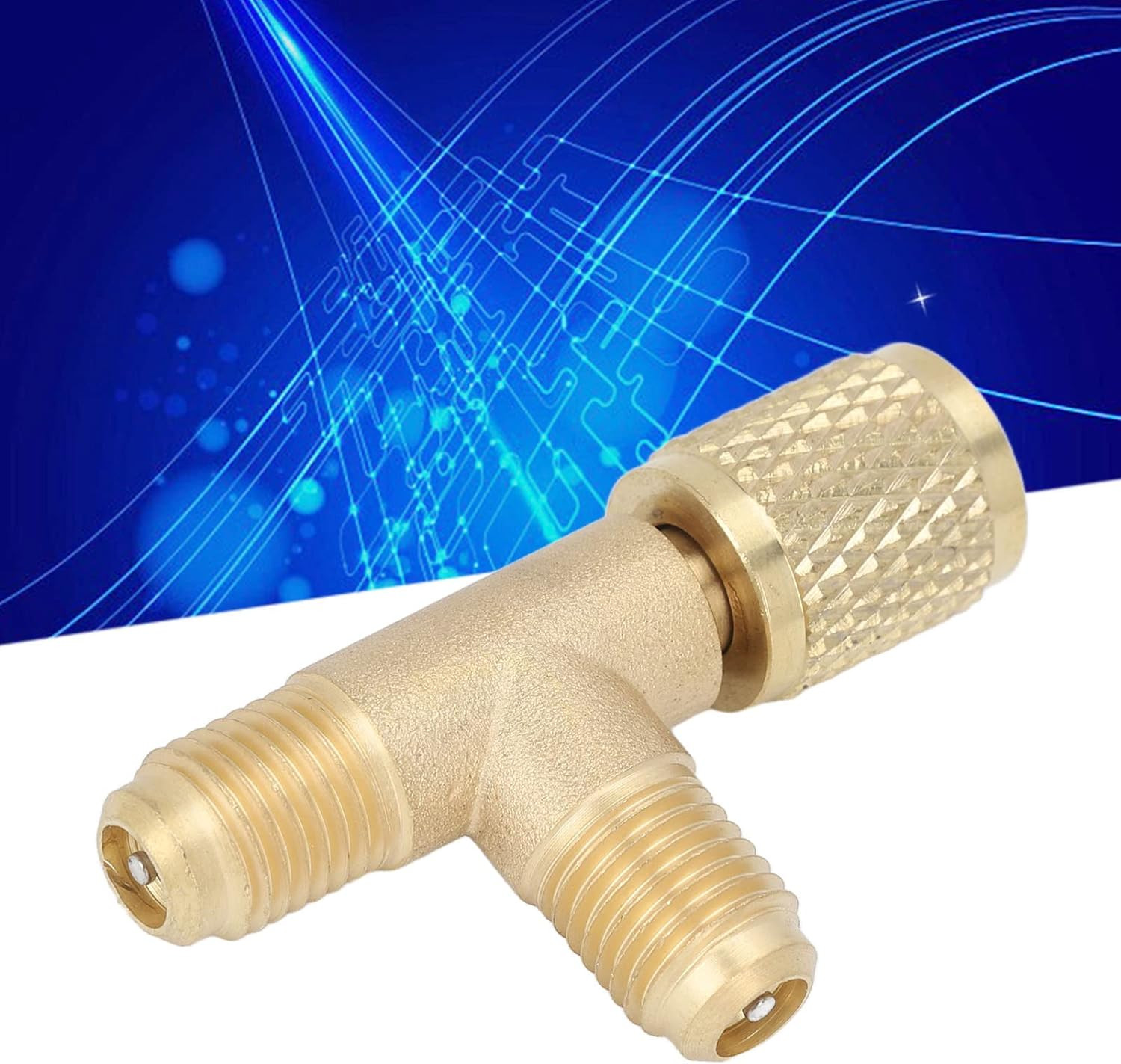 Quick Coupler Access Tee 1/4 inch HAVC Vacuum Adapter with Valve Core Brass /