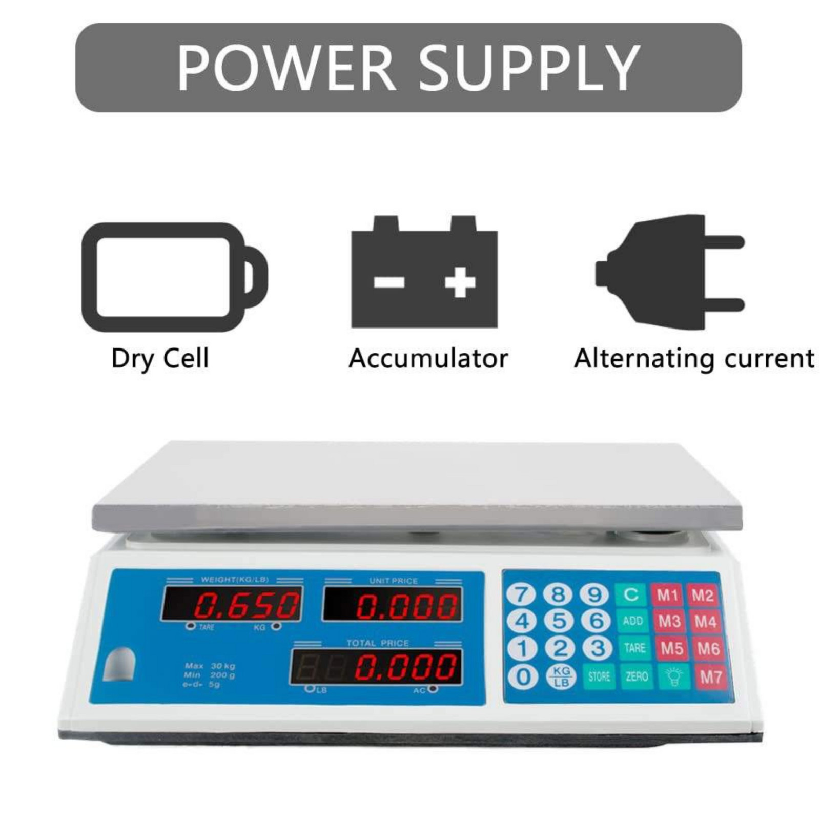 66LB 30KG Digital Price Deli Food Meat Computing Counter Scale Dual Side Display