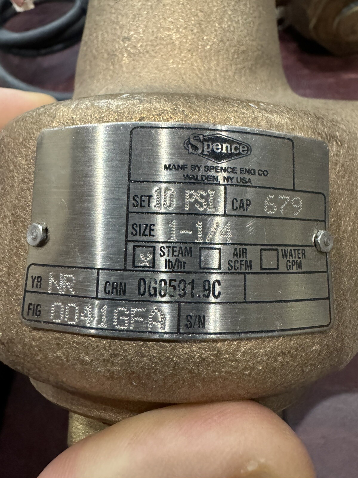 1.25 in x 2 in Steam Pressure Relief Valve Spence Engineering