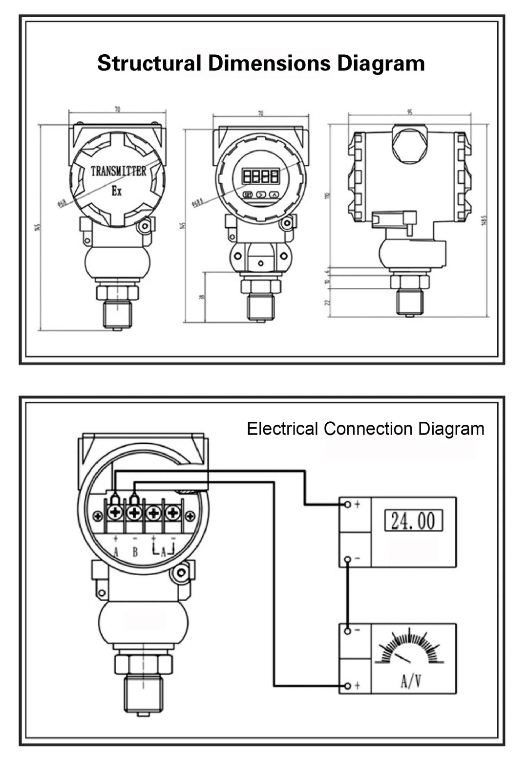 Digital Pressure Transmitter 4-20mA Output SS High Accuracy 0.5% FS YB2088