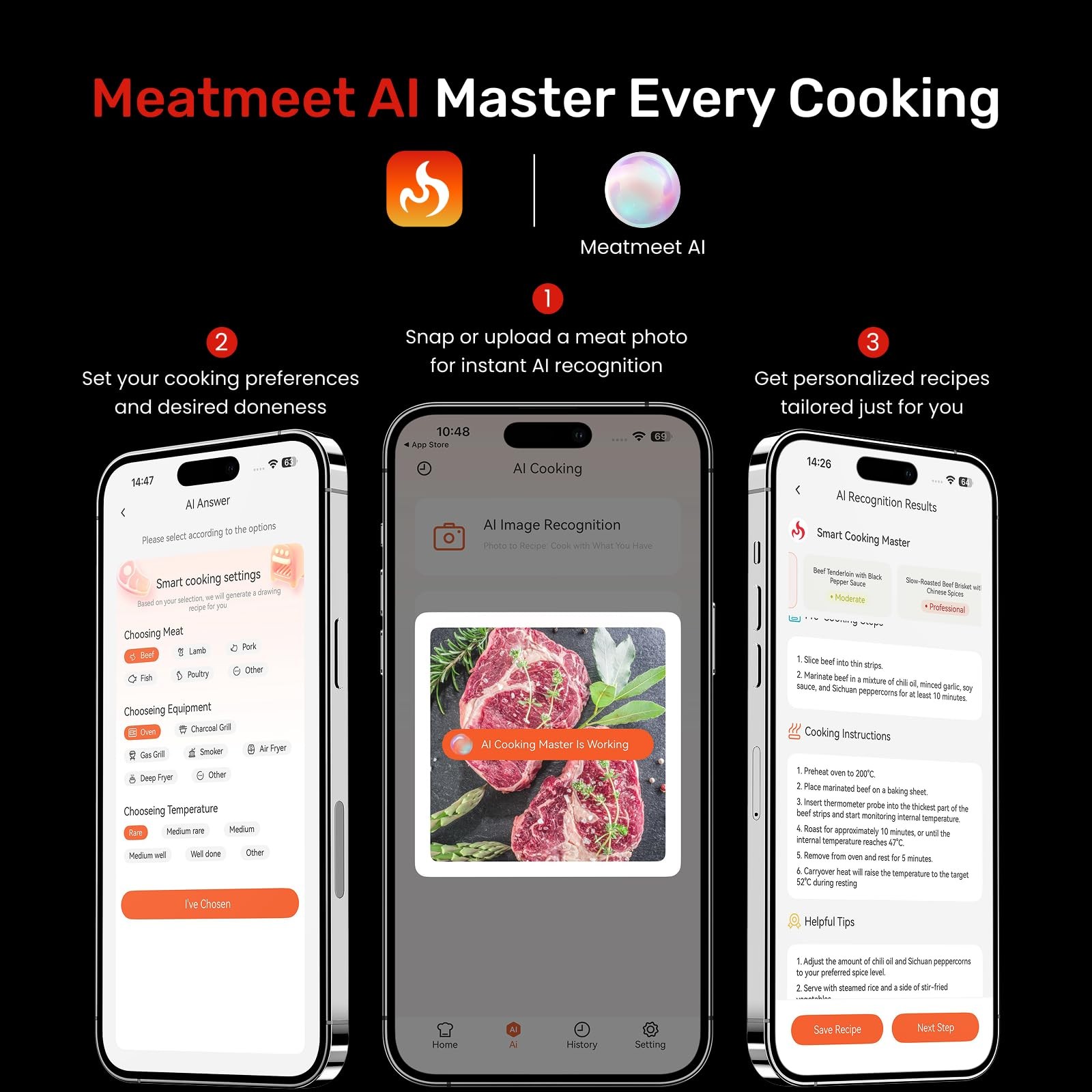 Meatmeet WiFi Wireless Bluetooth Meat Thermometer Digital, Smart AI Powered Cook