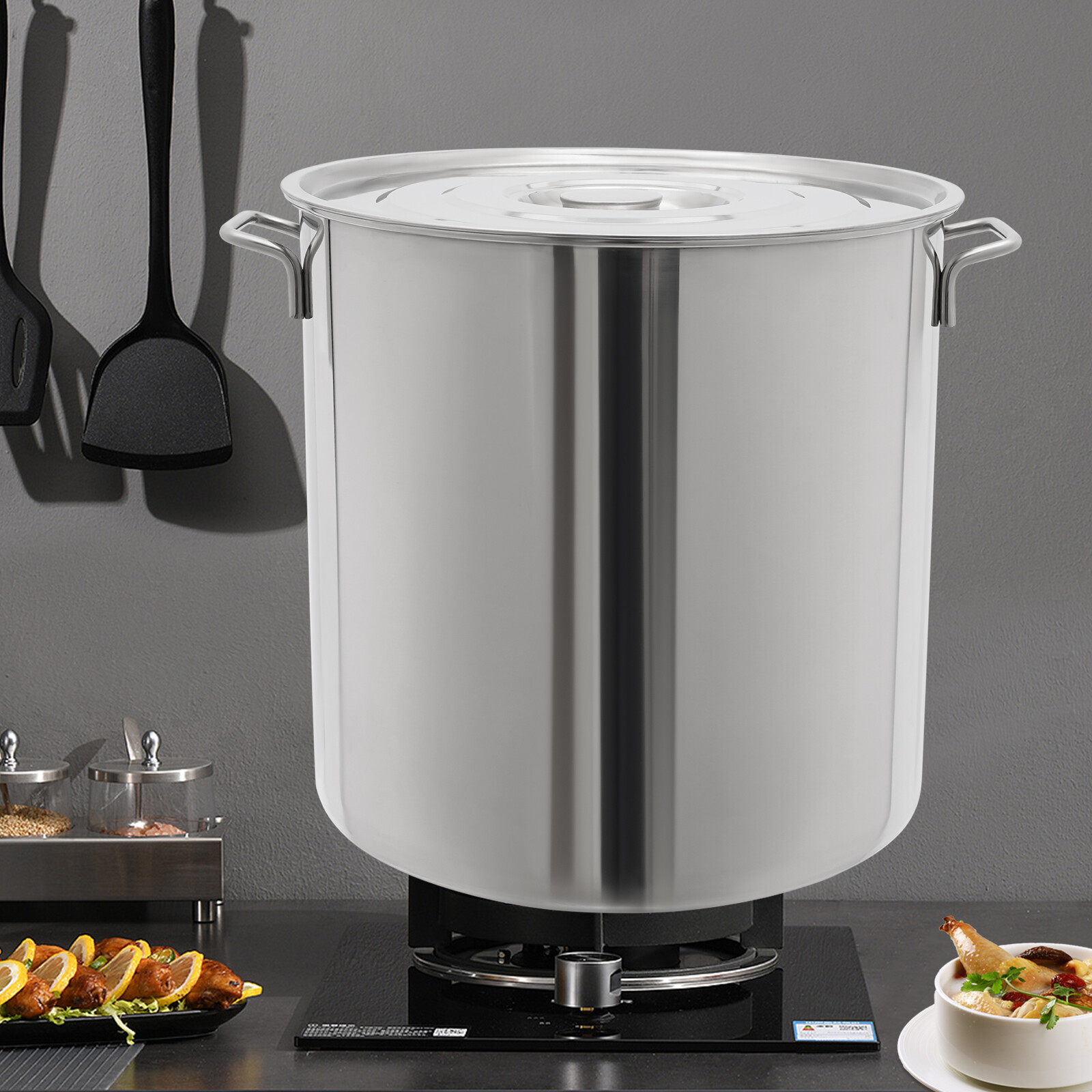 40L/42.27Qt Seafood Boil Pot Stainless Steel Shrimp Boil Stock Pot w/ Basket