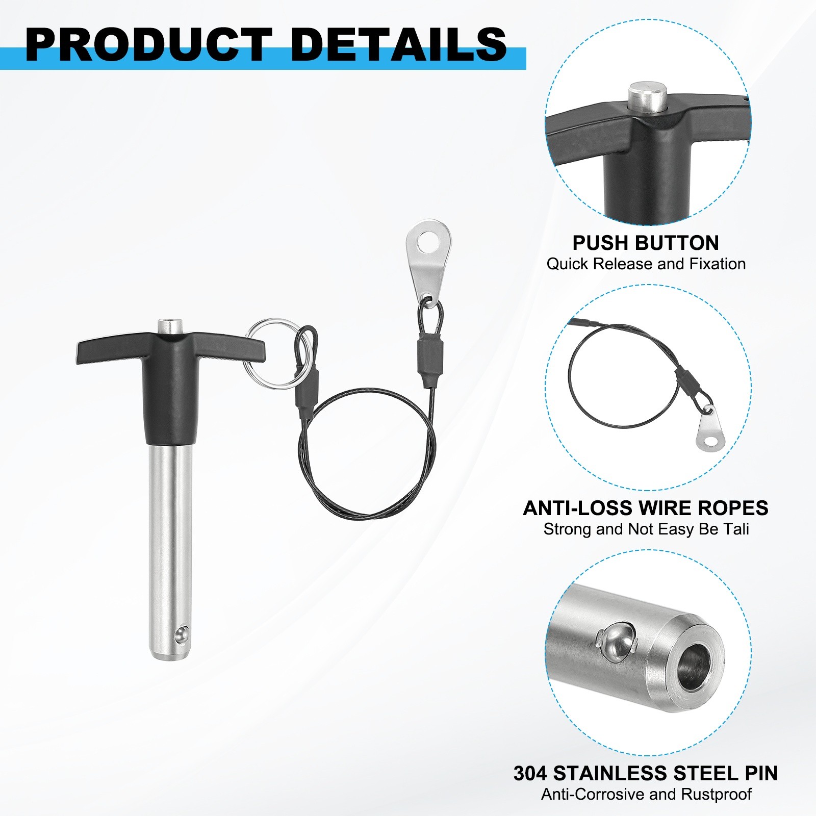 1/2″(12mm)x2″(50mm) Quick Release Pin Push-Button t Handle Lock Pins