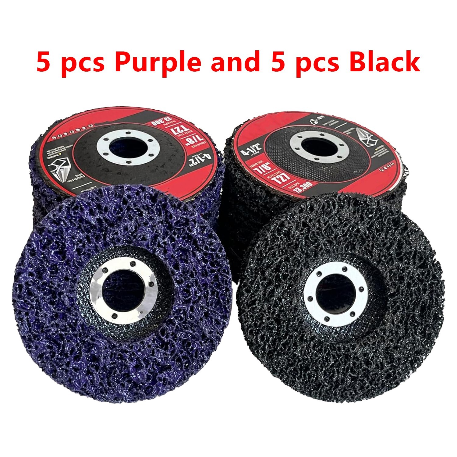 10 PCS 4.5″ x 7/8″ Black & Purple Poly Strip Discs, Rust Paint Oxidation Remover