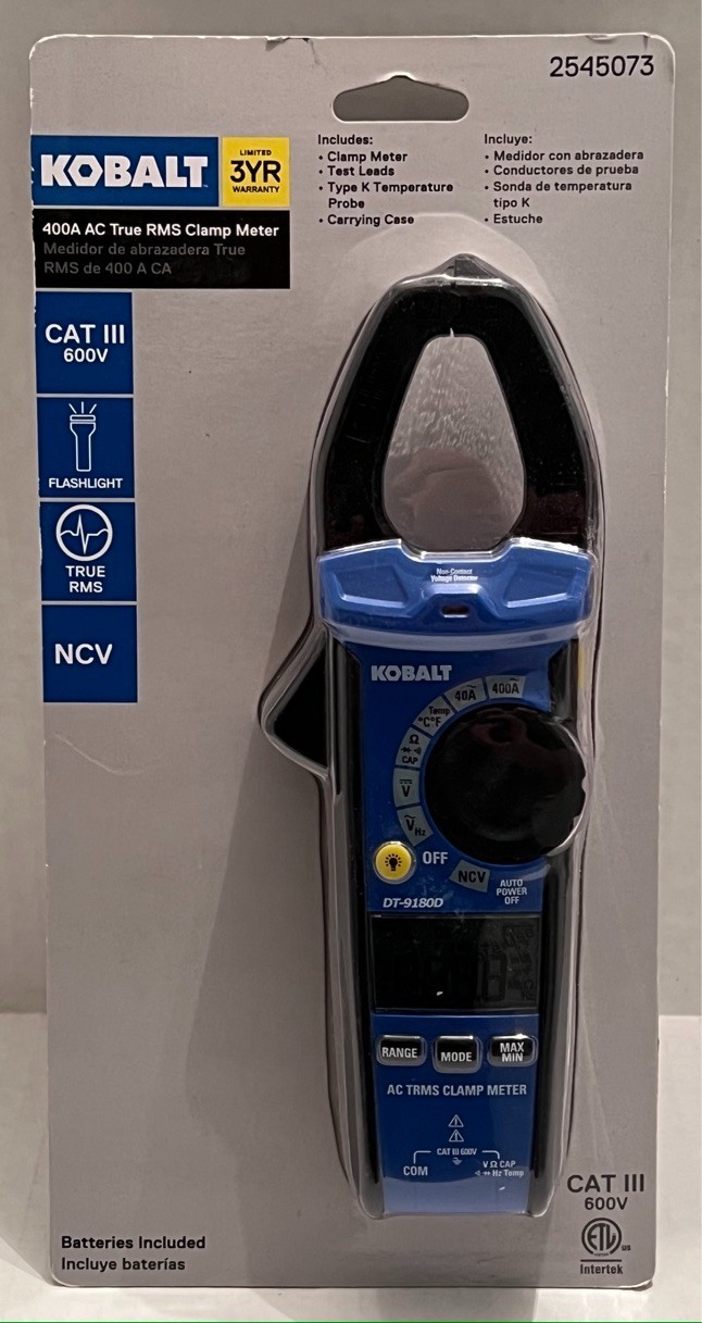 KOBALT 400A AC True RMS Clamp Meter CAT III 600V – 2545073 – NEW