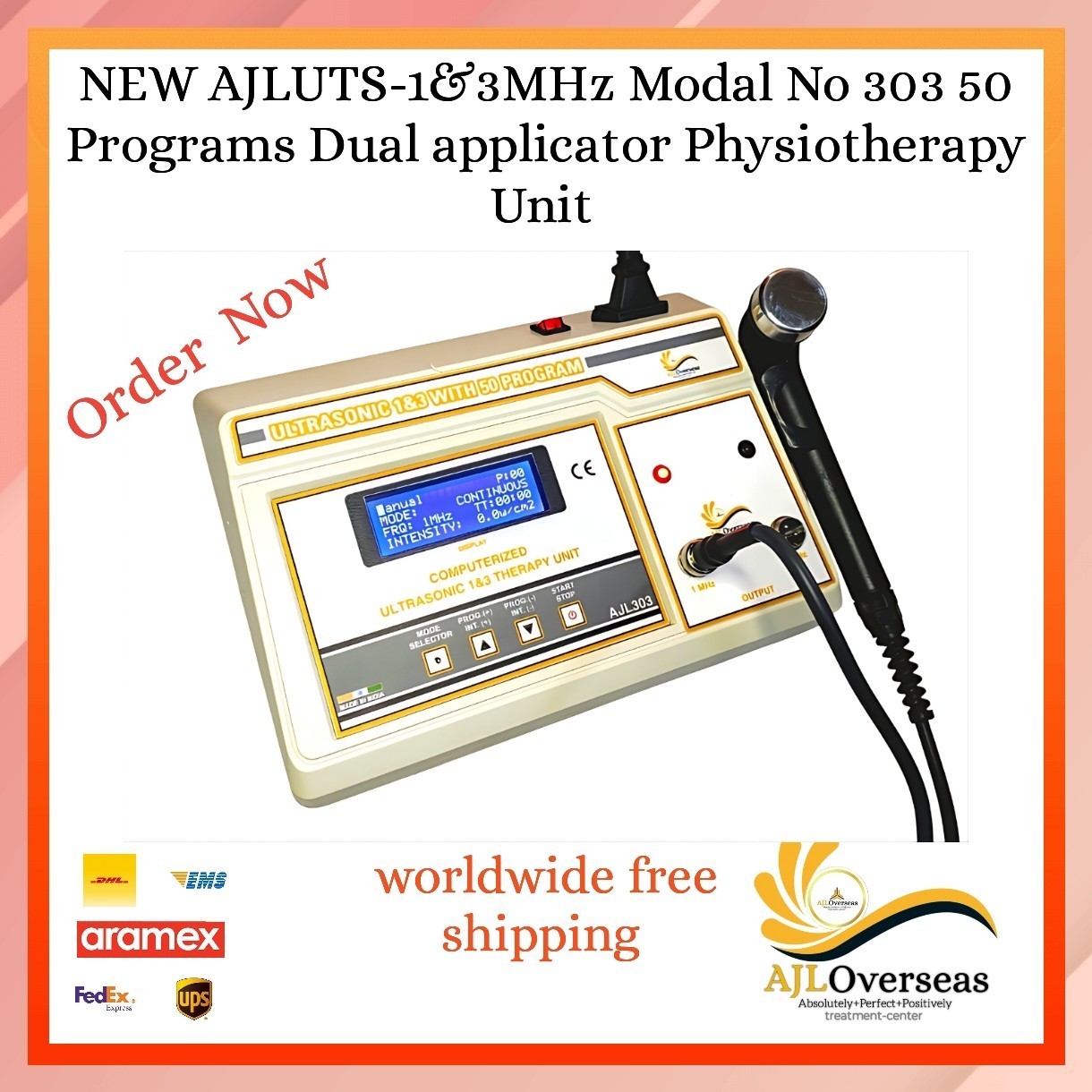 New 1&3-MHz AJLUTS-302 LCD Light Weight Physical Therapy Ultrasonic Home Use